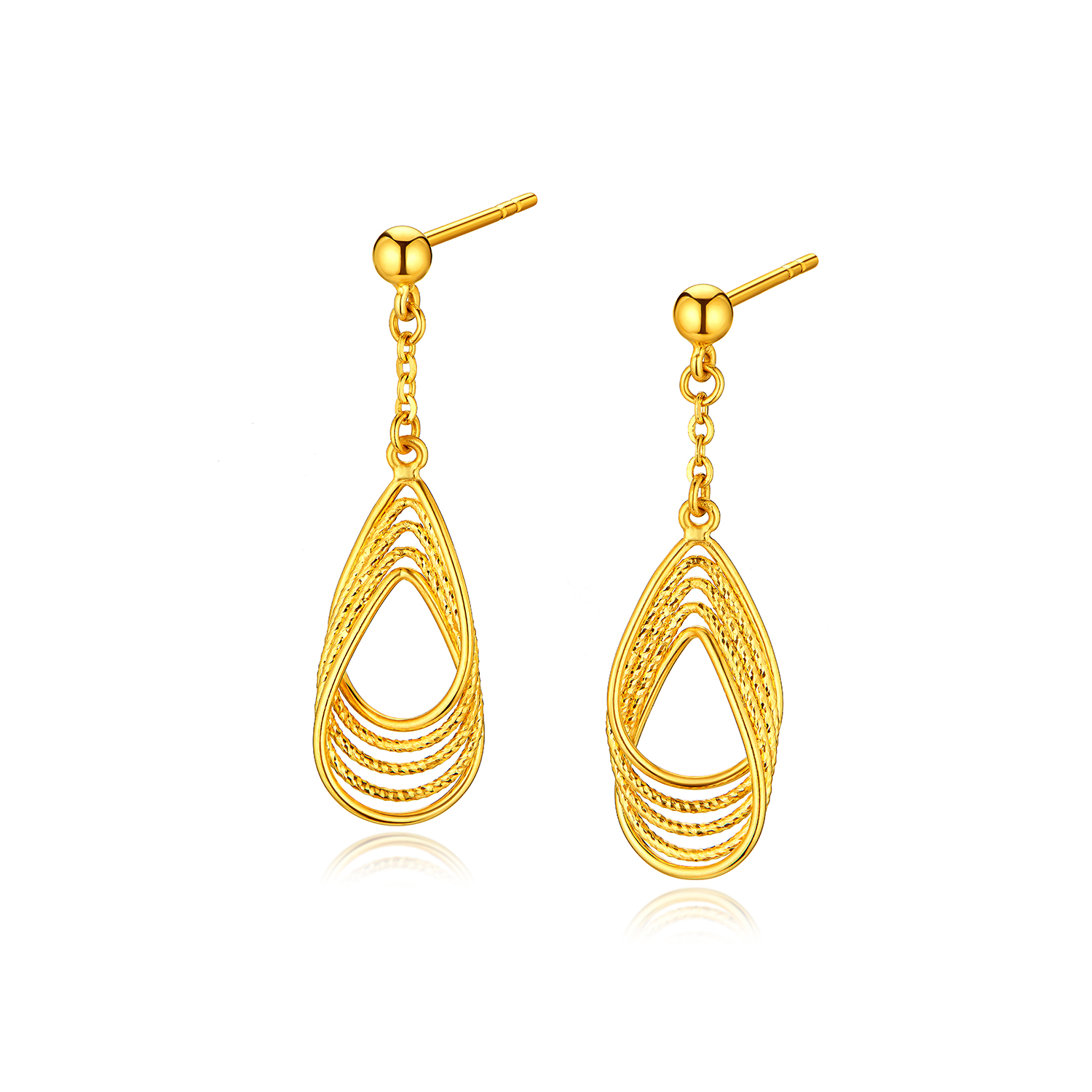 【店庆特惠】六福珠宝光影金幻影水滴黄金耳钉耳环足金耳坠耳饰计价GJG0200DS