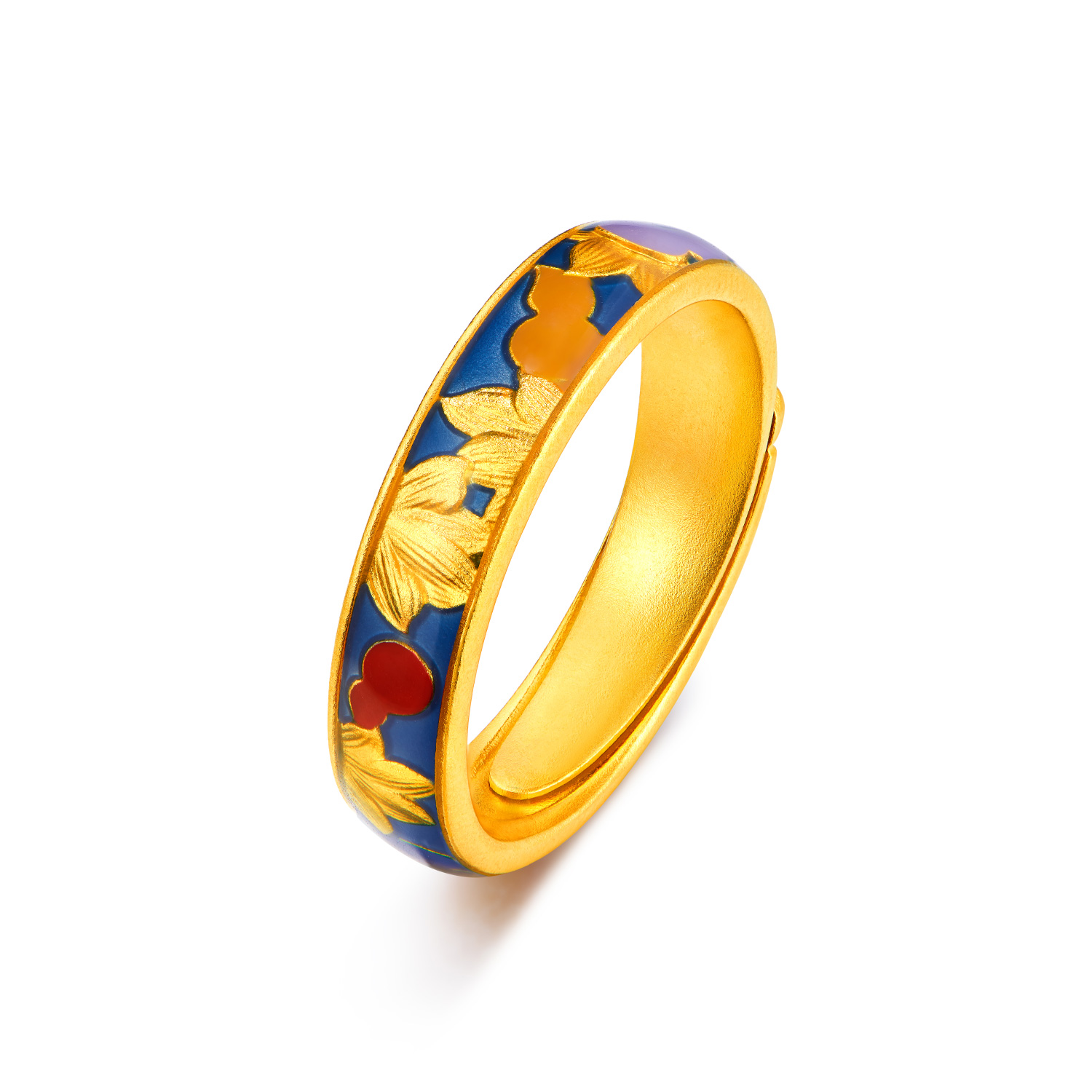 六福珠宝福禄葫芦黄金戒指男女款实心情侣对戒足金计价F63G0120DS