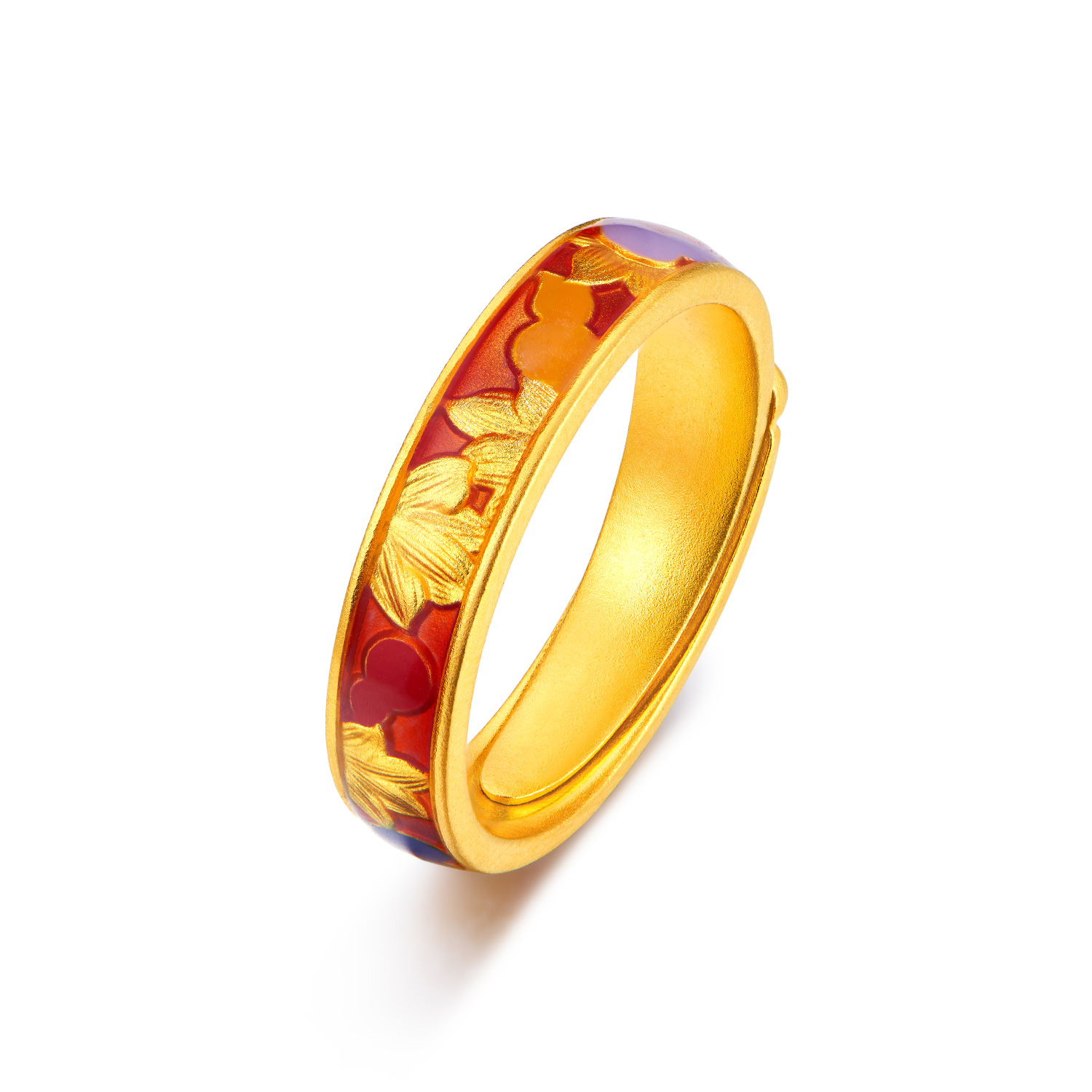 六福珠宝福禄葫芦黄金戒指男女款实心情侣对戒足金计价F63G0120DS