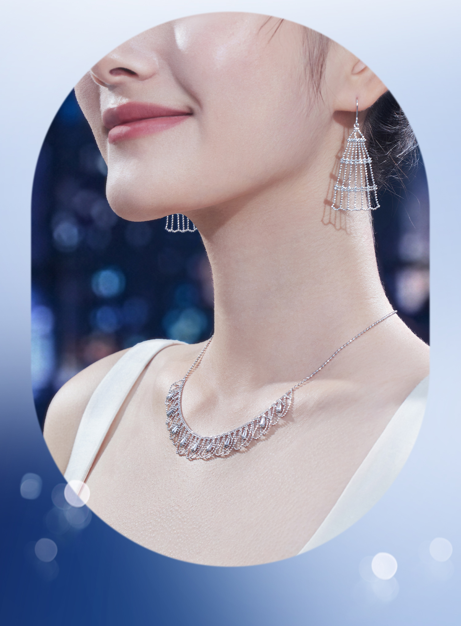 六福珠宝蕾丝曼舞铂金项链铂950女水滴白金锁骨颈链计价GJP0015DS【1V1直播看货】