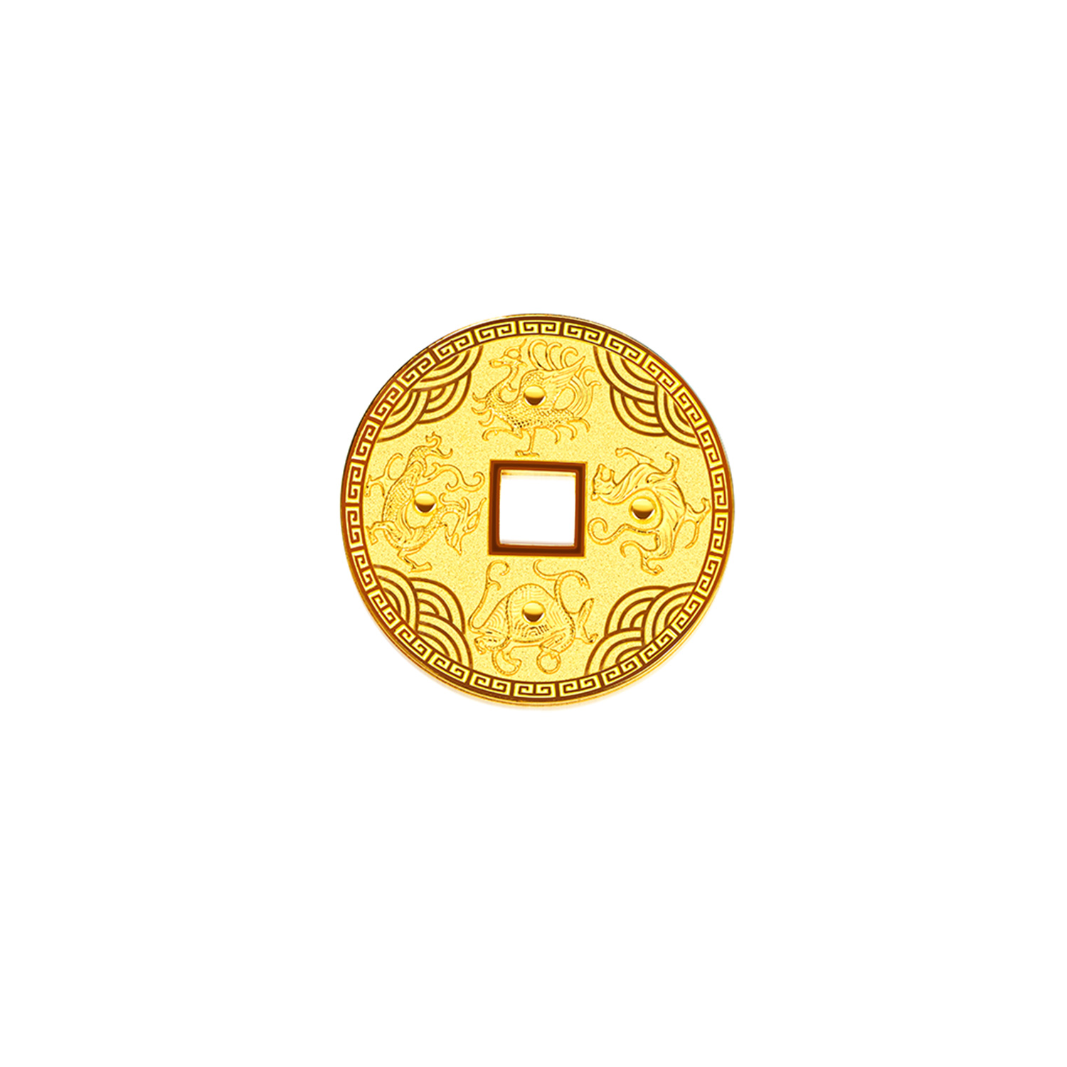 【22日上新】六福珠宝四方来财黄金添富金条金章摆件收藏送礼计价034331HA-5