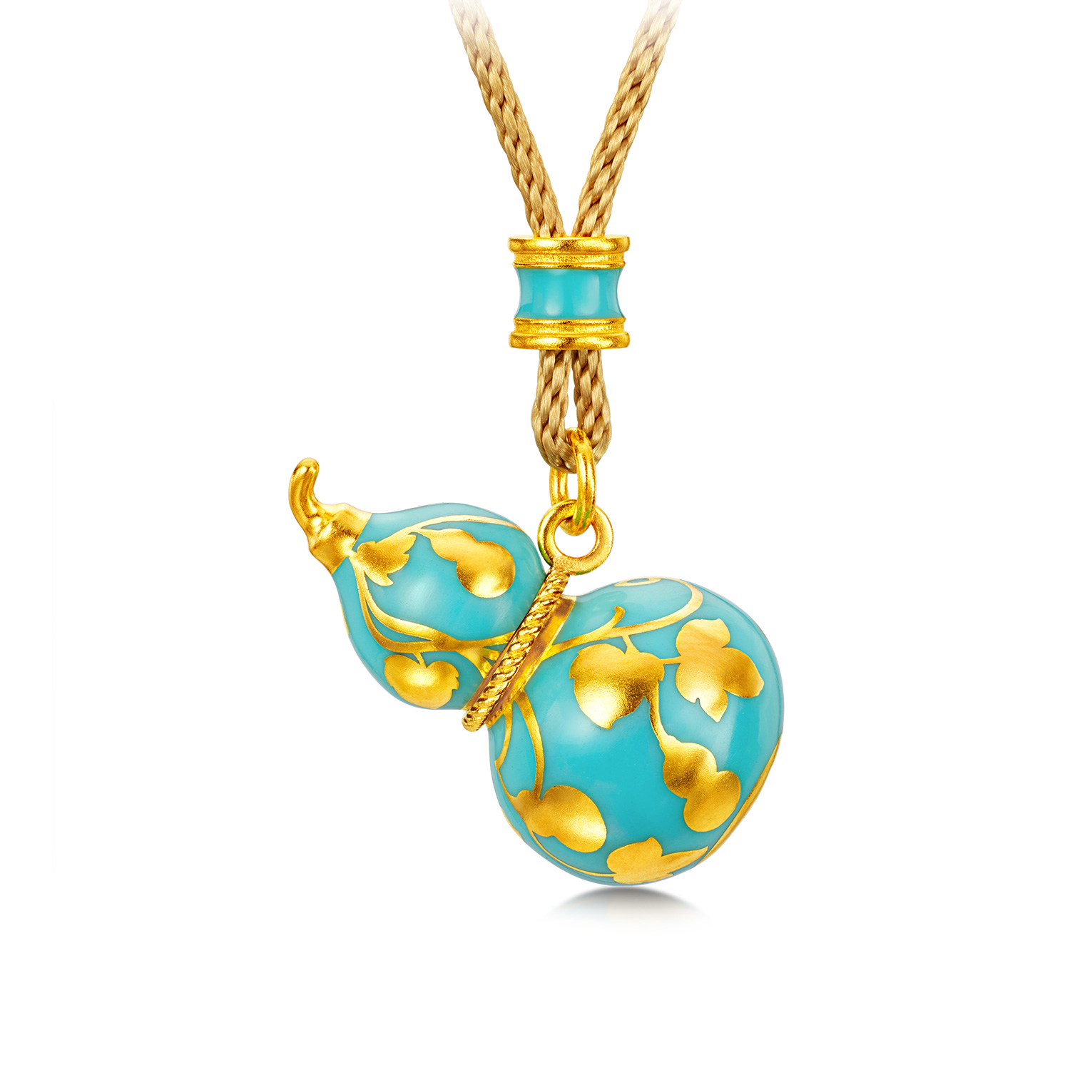 六福珠宝福满传家福禄满盈金葫芦黄金吊坠拍平鎏彩计价EZG0001DS新品16