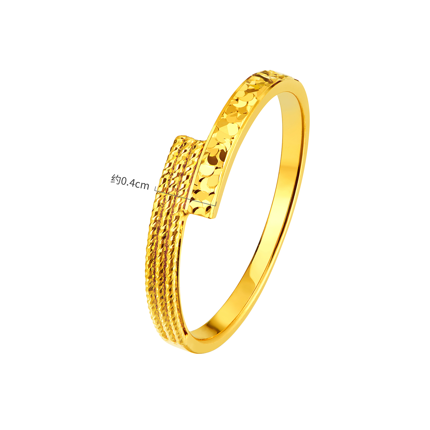 六福珠宝光影金幸福回旋黄金戒指女5G实心戒碎碎冰计价GJG0216DS热销新品