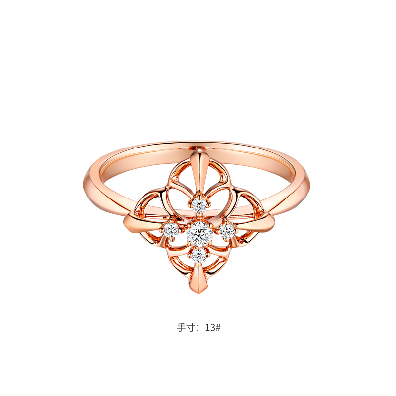 8.8折【天天爱上新-预售定金多退少补】六福珠宝星空之花18K金钻石戒指SF-33590