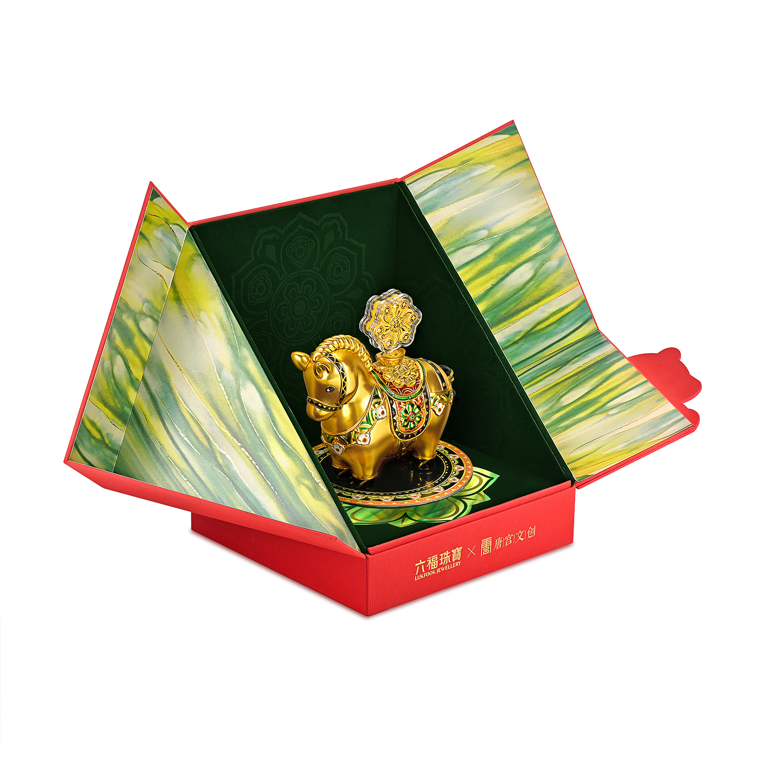 【22日上新】六福珠宝唐宫夜宴联名运转墩墩马可转动黄金风车摆件定价034865JA