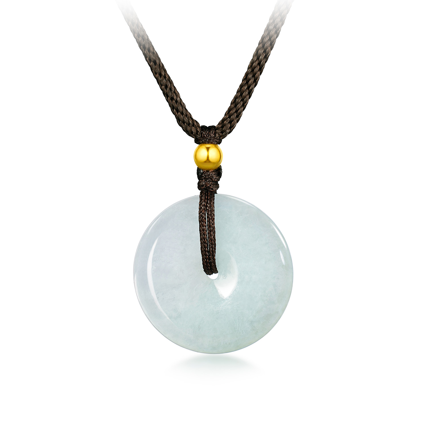 六福珠宝平安扣翡翠吊坠女日常黄金小金珠翡翠玉坠项绳L29J0001DS新品31