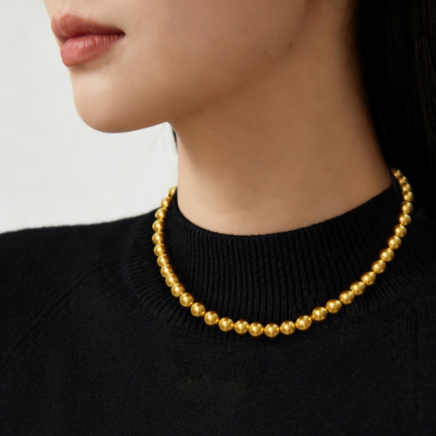 六福珠宝大金珠黄金足金硬金项链女款计价G16G0036DS【联系客服补货】