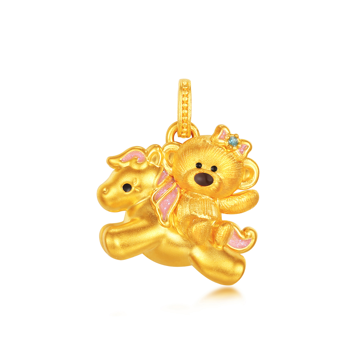 六福珠宝13DE MARZO联名Marzo Bear黄金吊坠木马小熊礼物036356PA