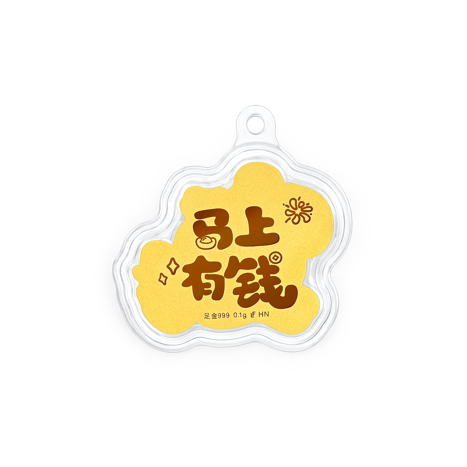 【9日上新】六福珠宝马年生肖马上有钱黄金手机贴片金片挂饰礼物挂件摆件036578JA新品110