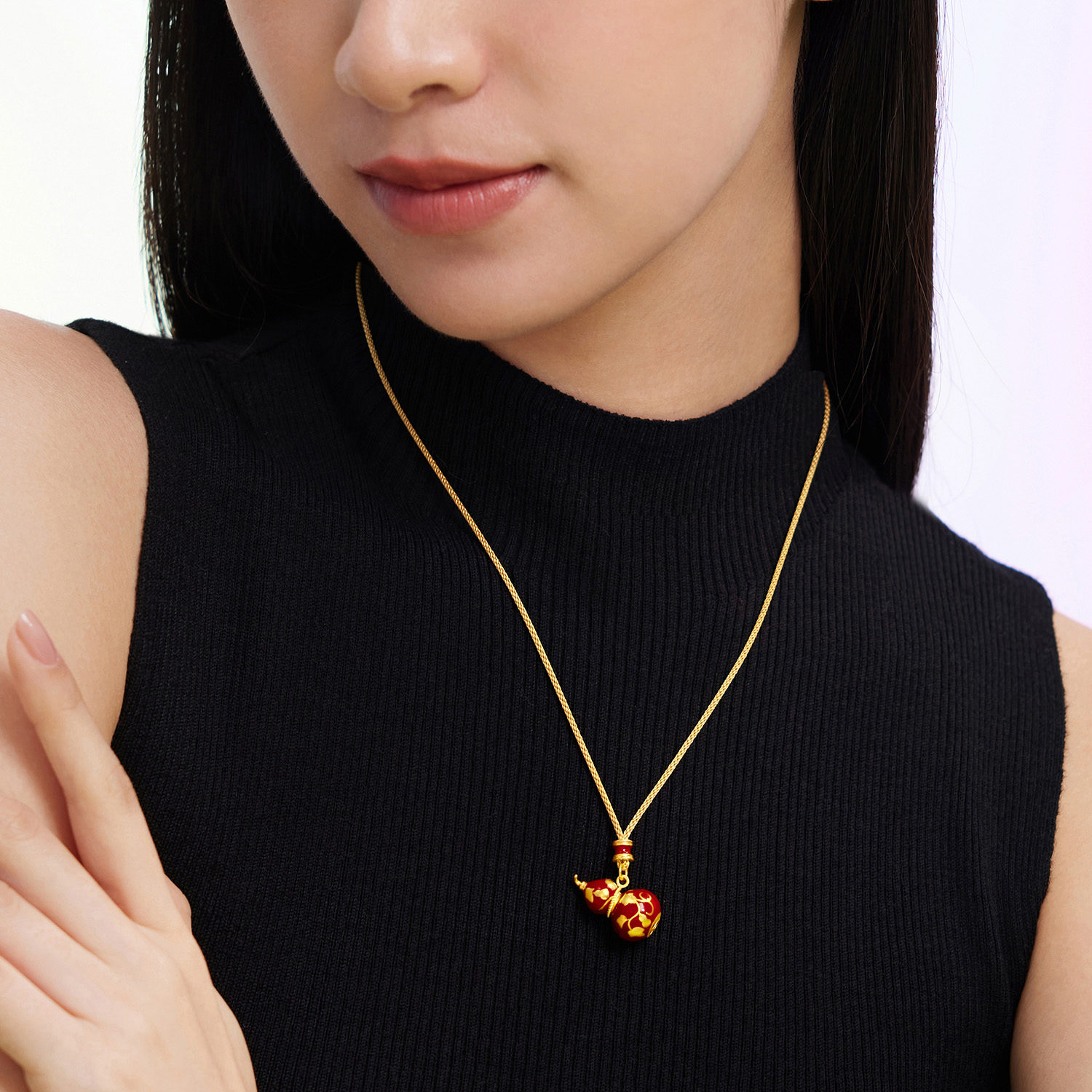 六福珠宝福满传家福禄满盈金葫芦黄金吊坠拍平鎏彩计价EZG0001DS新品16