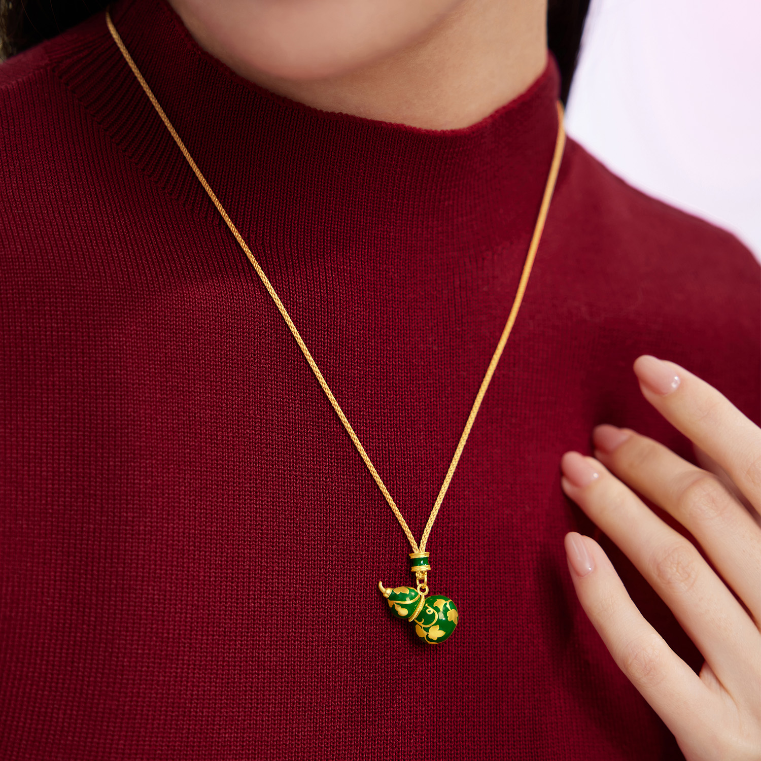 六福珠宝福满传家福禄满盈金葫芦黄金吊坠拍平鎏彩计价EZG0001DS新品16