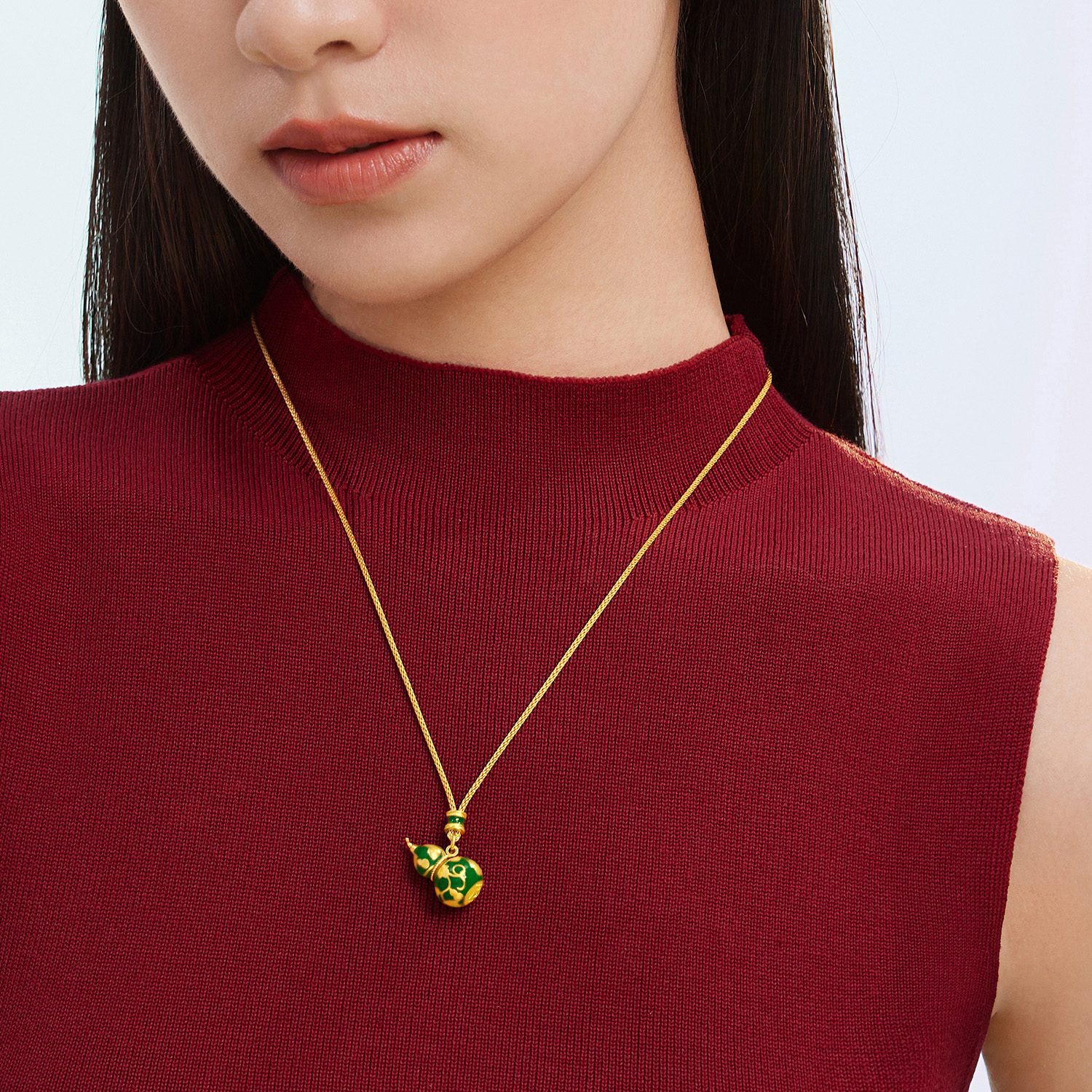 六福珠宝福满传家福禄满盈金葫芦黄金吊坠拍平鎏彩计价EZG0001DS新品16