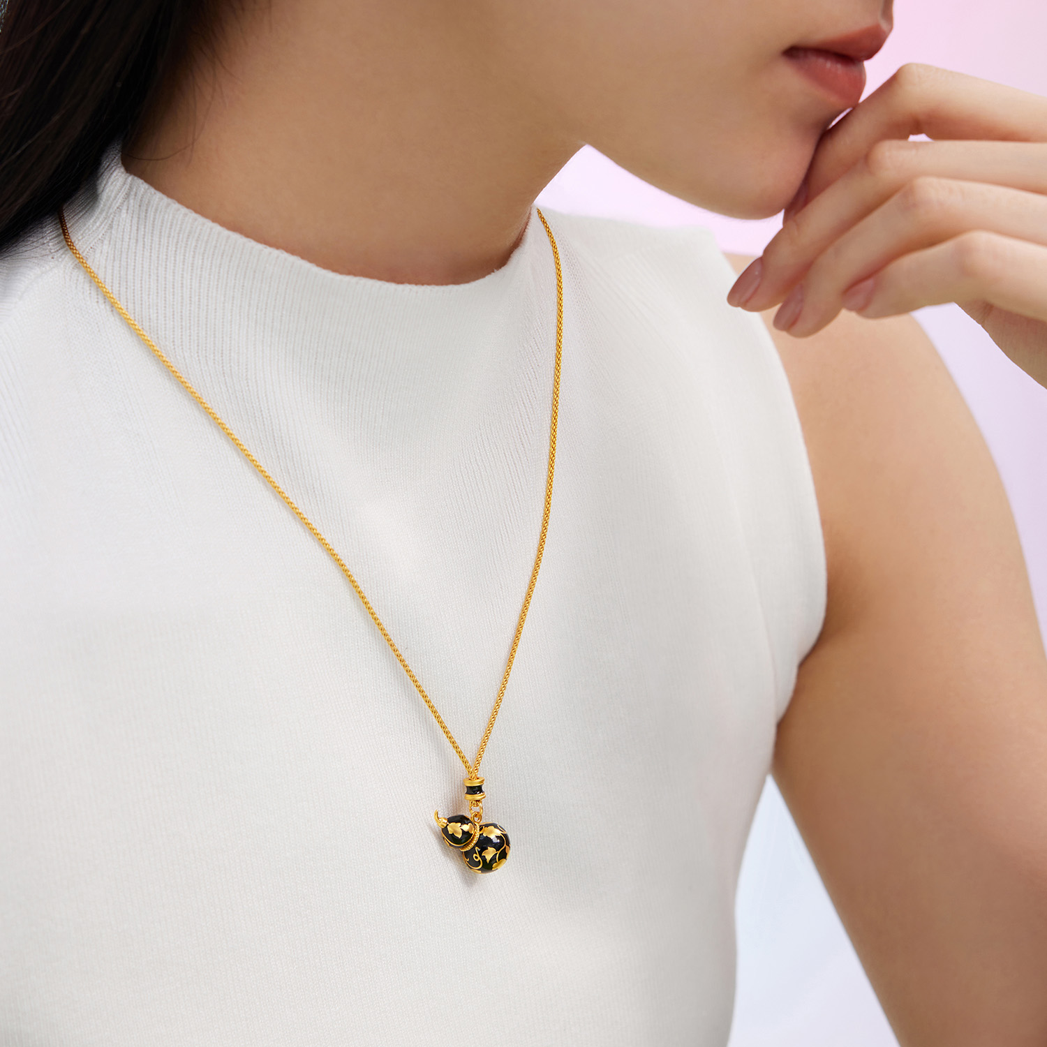 六福珠宝福满传家福禄满盈金葫芦黄金吊坠拍平鎏彩计价EZG0001DS新品16