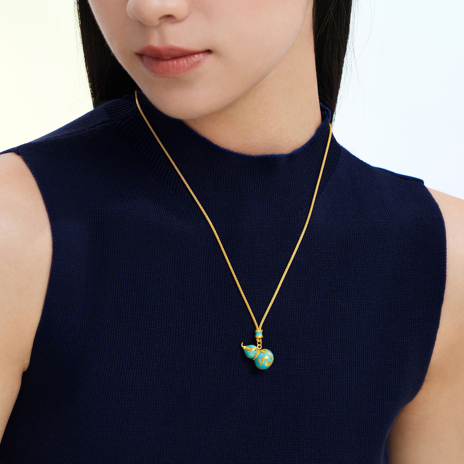 六福珠宝福满传家福禄满盈金葫芦黄金吊坠拍平鎏彩计价EZG0001DS新品16