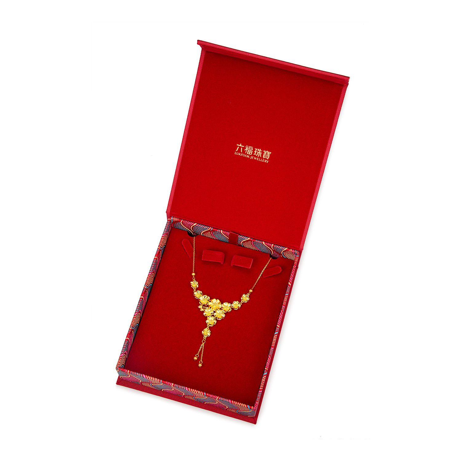 六福珠宝桃花映缘黄金项链流苏结婚三金五金婚嫁礼计价A03G0003DS新品1-7