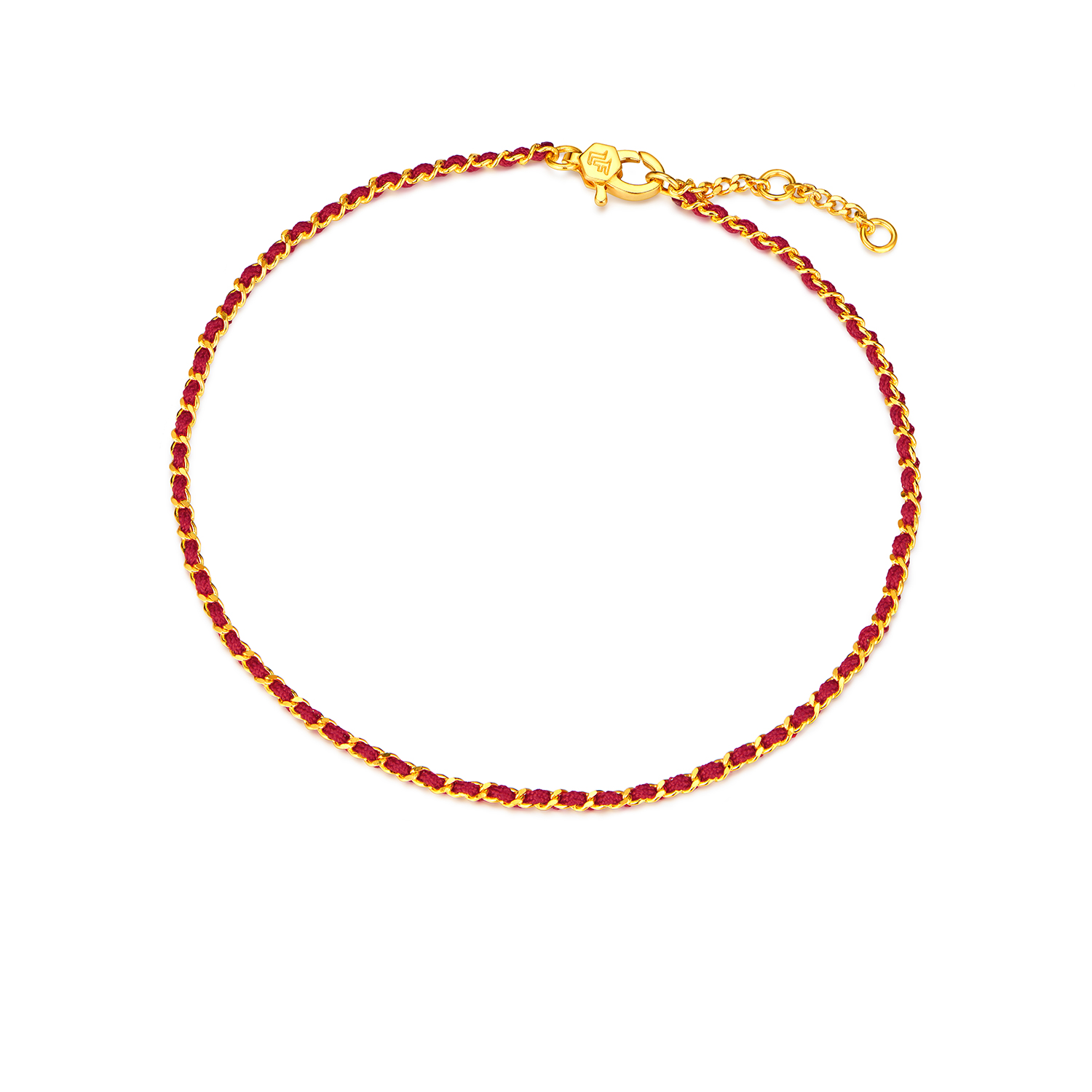 【店庆特惠】六福珠宝光影金红绳黄金手链女款DIY转运珠手绳配件计价GJG0212DS