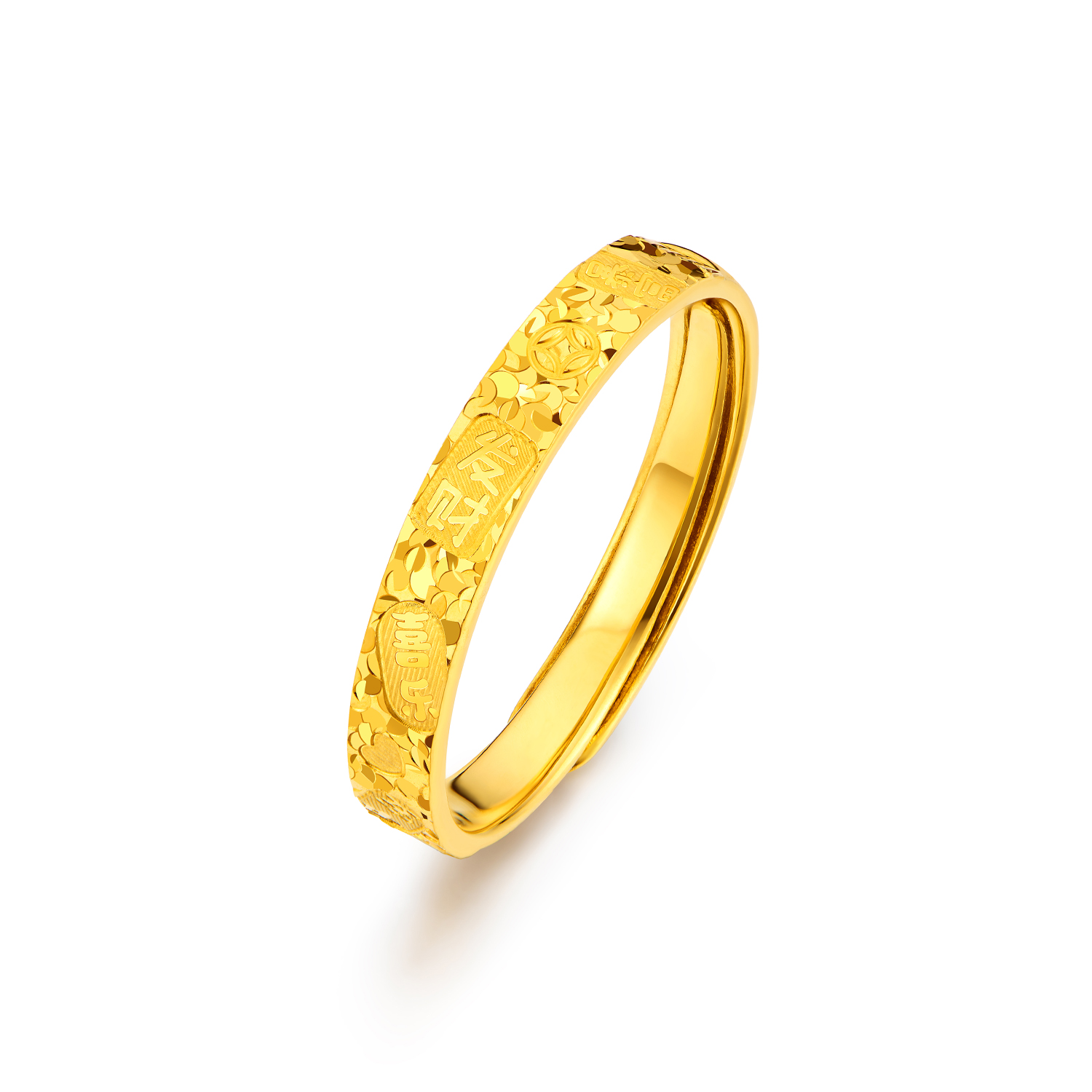 【店庆特惠】六福珠宝吉言金黄金戒指实心款男女碎碎冰情侣对戒计价G16G0056DS【联系客服补货】