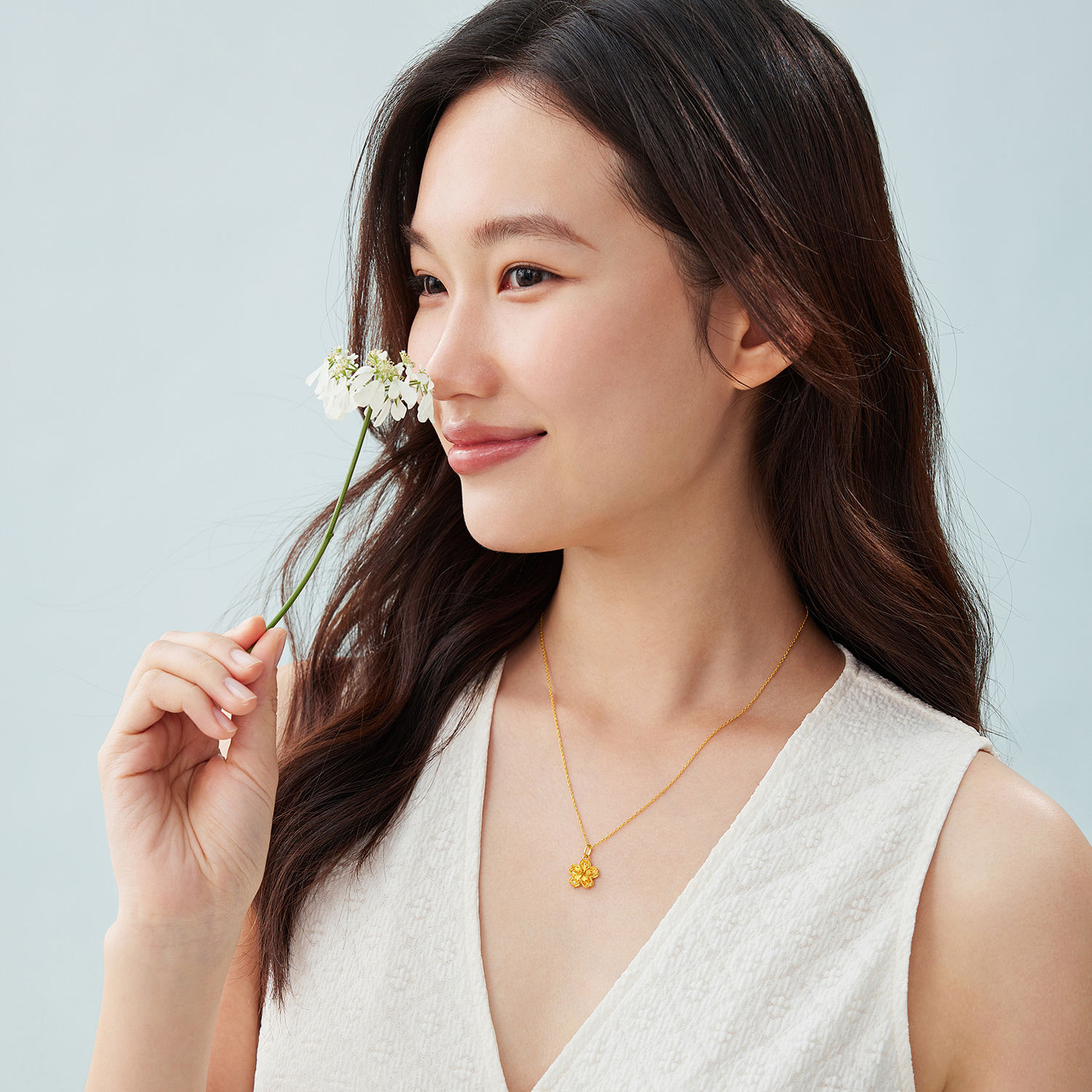 【店庆特惠】六福珠宝清新小花黄金吊坠桃花足金四叶花樱花挂坠计价GJG0146DS童心3