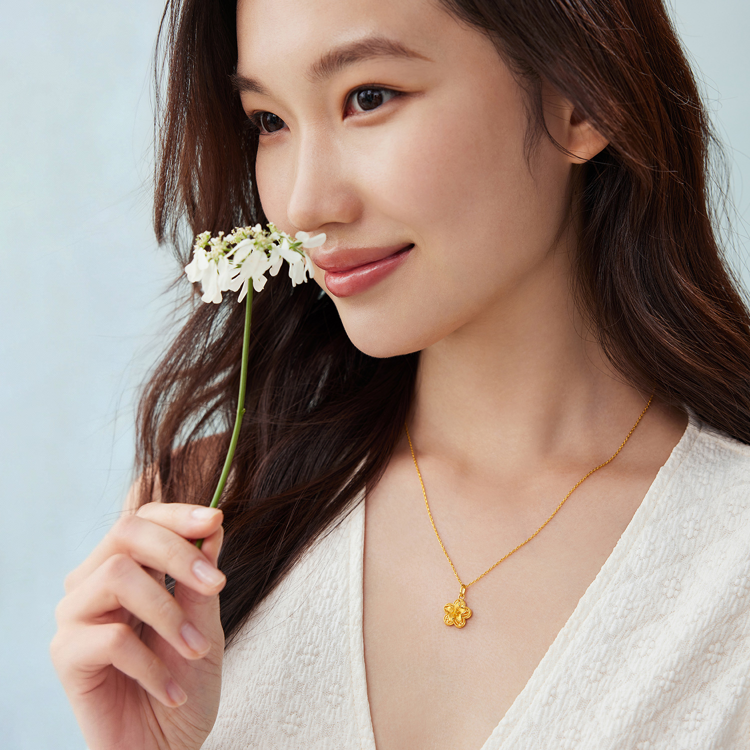 【店庆特惠】六福珠宝清新小花黄金吊坠桃花足金四叶花樱花挂坠计价GJG0146DS童心3