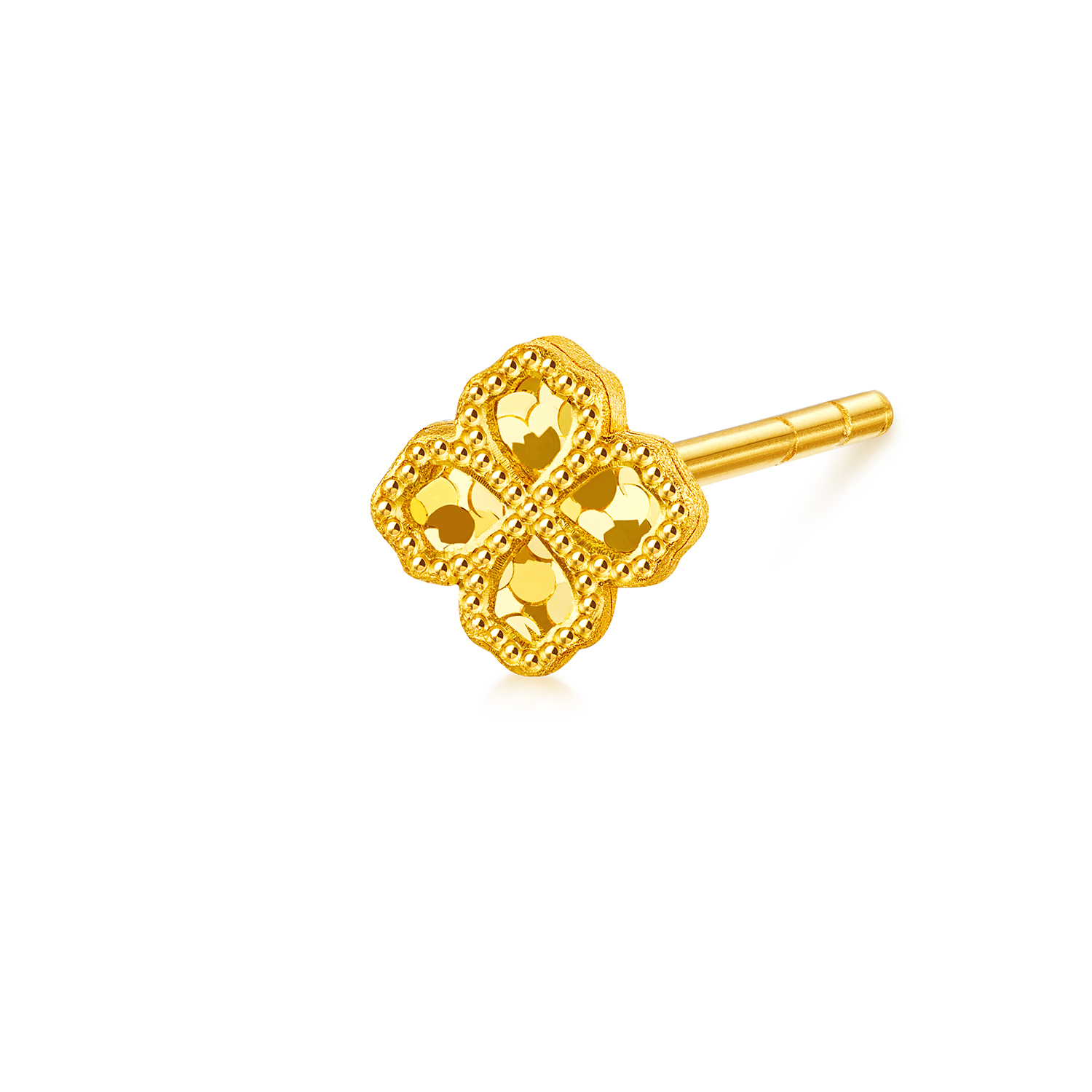 【20日上新】六福珠宝光影金小精致耳钉黄金足金耳钉单只售卖女款GJA0097DS新品122