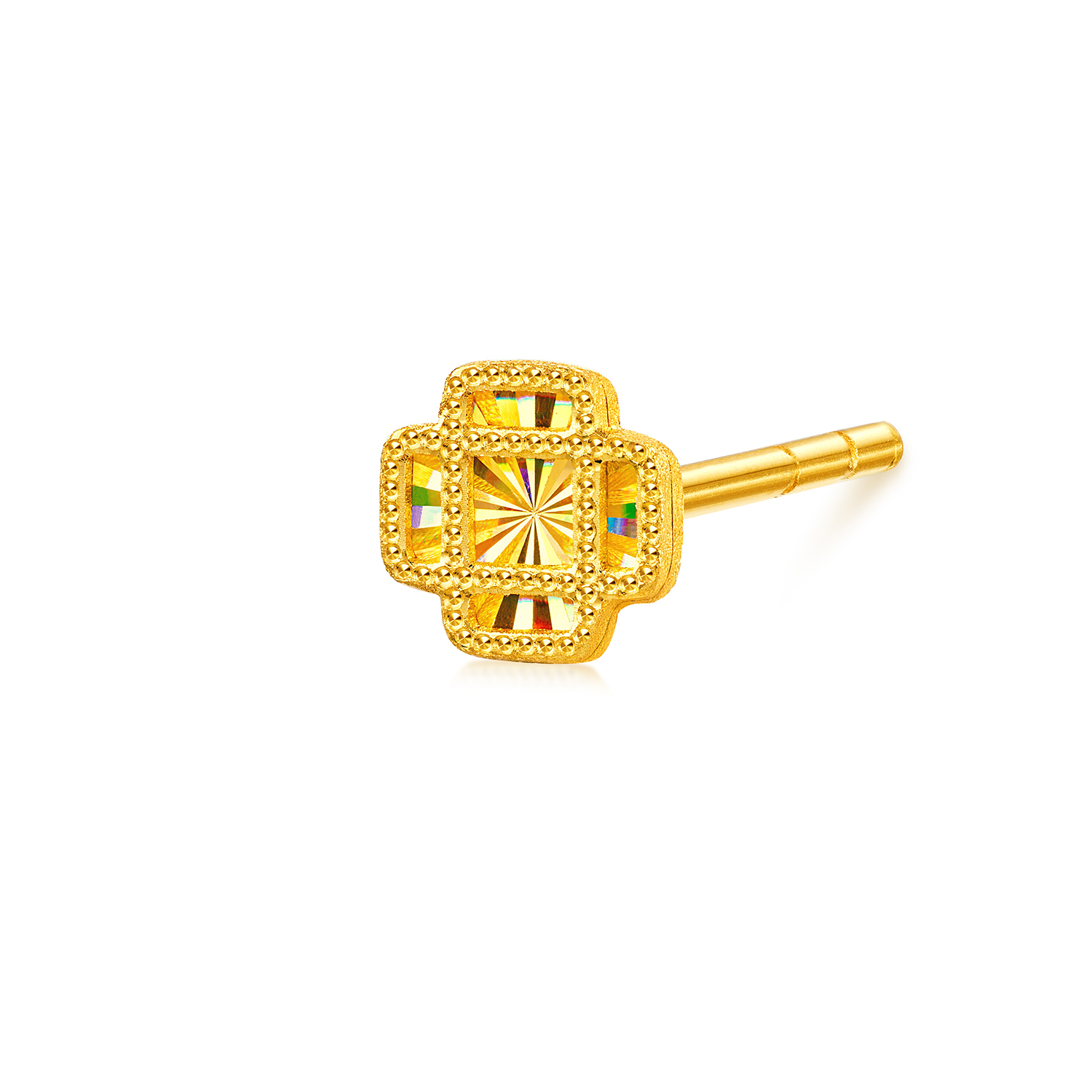 【20日上新】六福珠宝光影金小精致耳钉黄金足金耳钉单只售卖女款GJA0097DS新品122