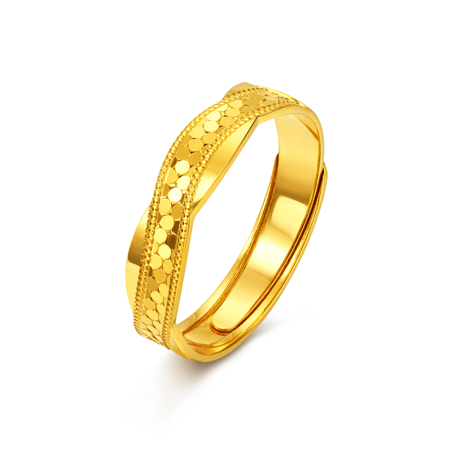 【店庆特惠】六福珠宝爱意绵绵黄金戒指男女款实心闪耀情侣对戒计价G39G0039DS