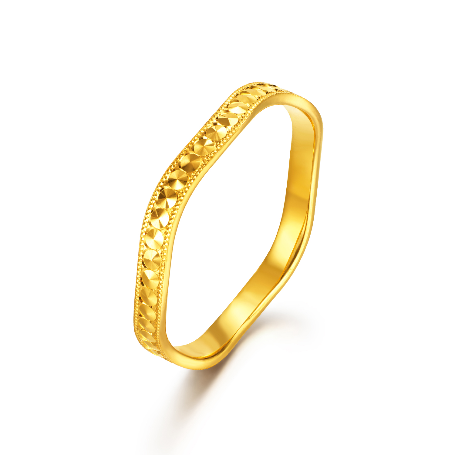 【店庆特惠】六福珠宝流动星河黄金戒指女光面简约足金实心首饰计价G39G0036DS