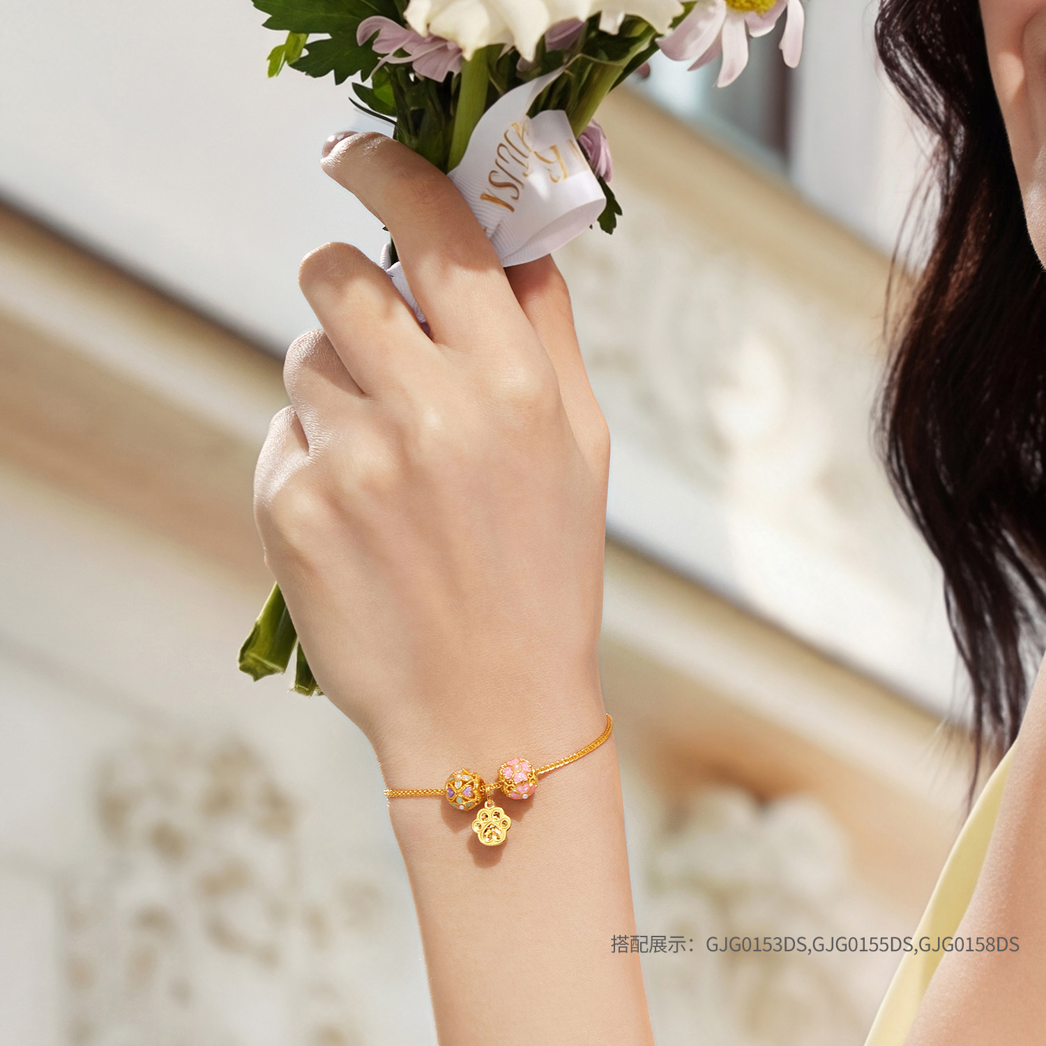 六福珠宝黄金手链百搭肖邦链女细款素链足金手链计价B01TBGB0014手饰榜