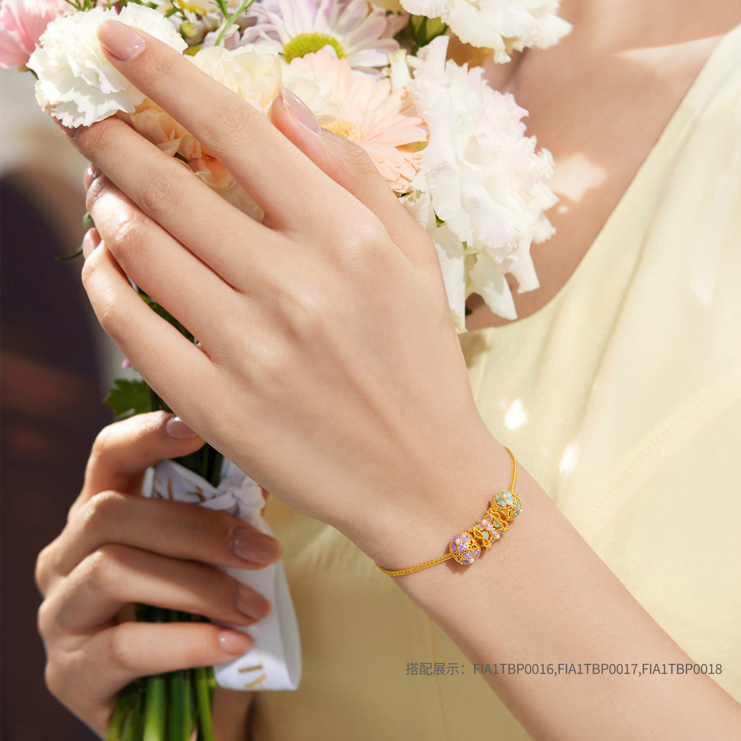 六福珠宝黄金手链百搭肖邦链女细款素链足金手链计价B01TBGB0014手饰榜