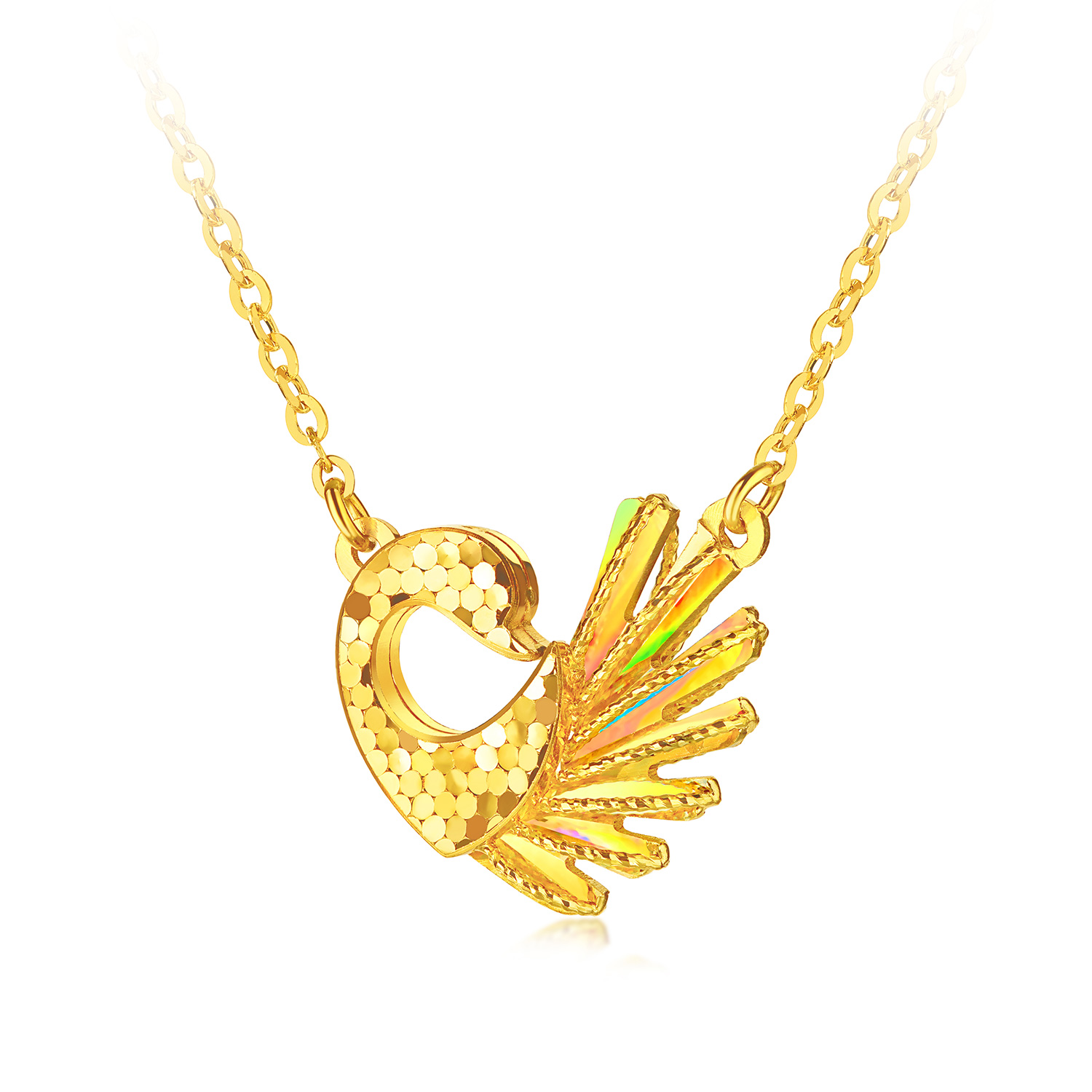 六福珠宝成毅同款冰·钻心动天鹅黄金项链女款闪耀5G炫彩足金首饰035545NA新品113