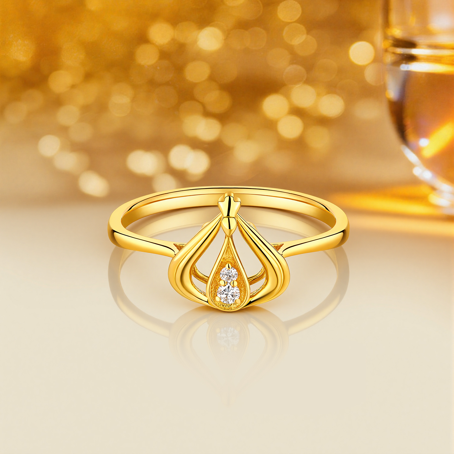 六福珠宝为爱加冕黄金足金钻石戒指女款025768RA【联系客服补货】