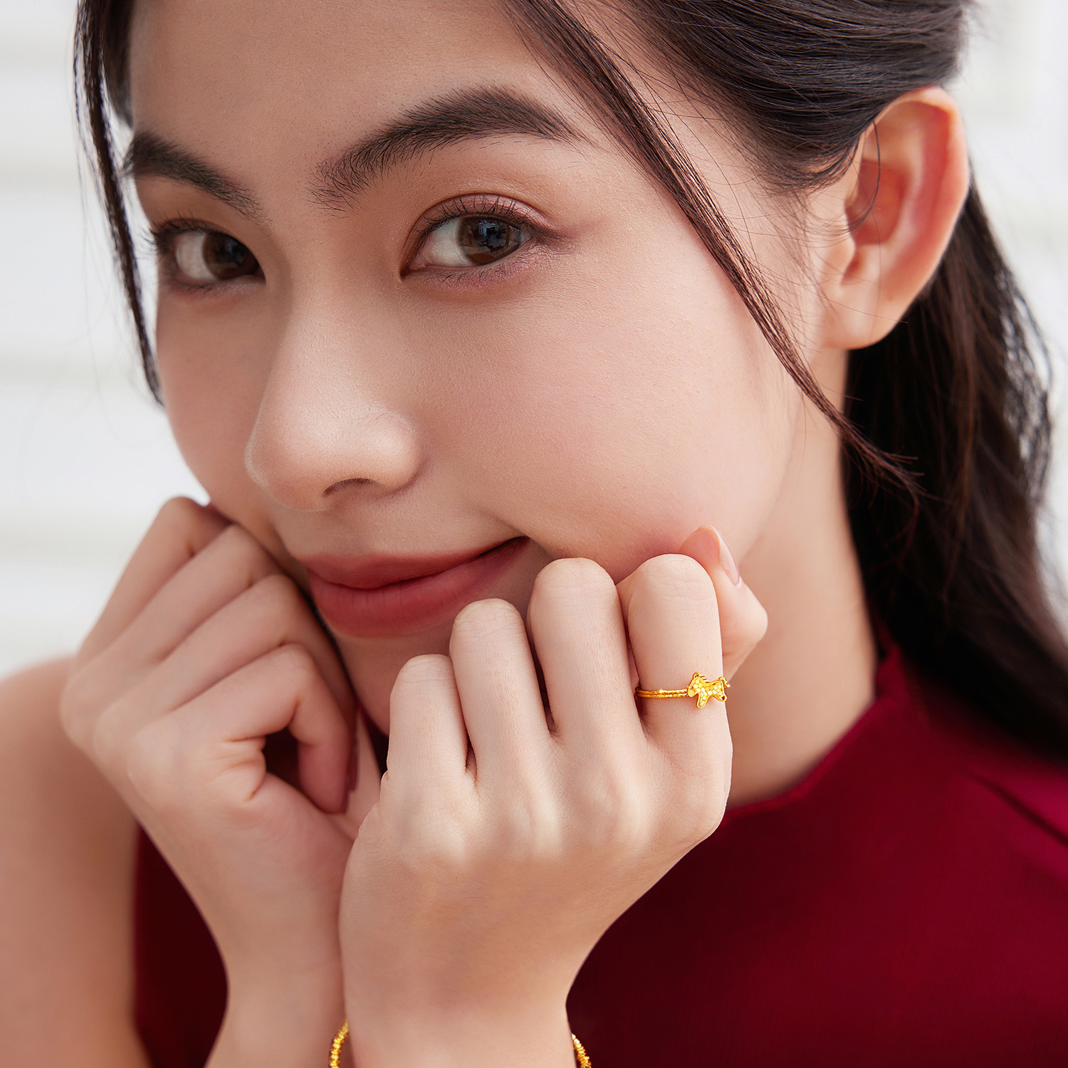 六福珠宝光影金小马驹黄金戒指女5G手工编织生肖马计价GJG0194DS 马上如愿热销新品年货