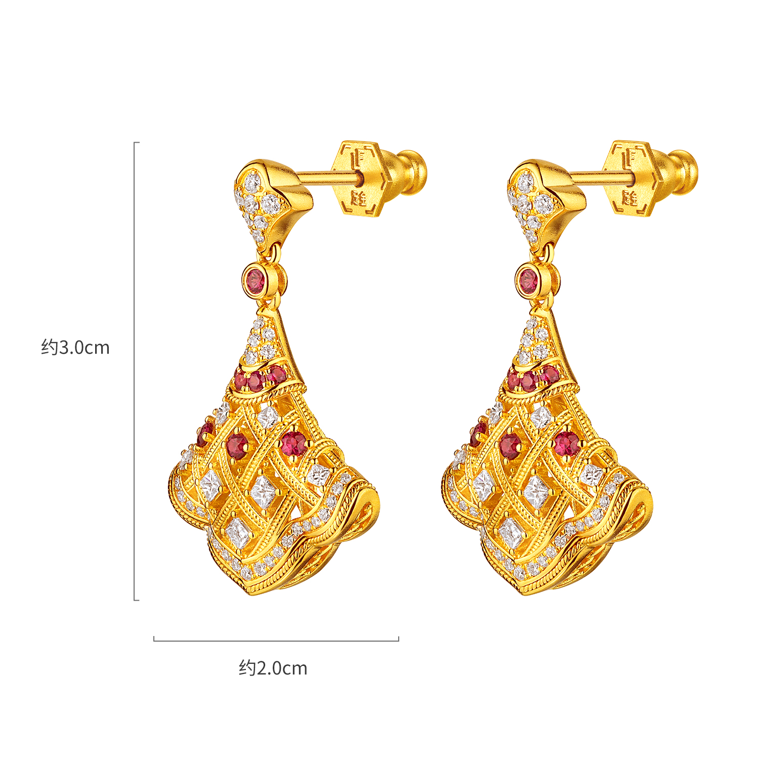 六福珠宝唐宫夜宴联名唐韵花顏黄金项链钻石小裙子红宝石034525NB新品2623