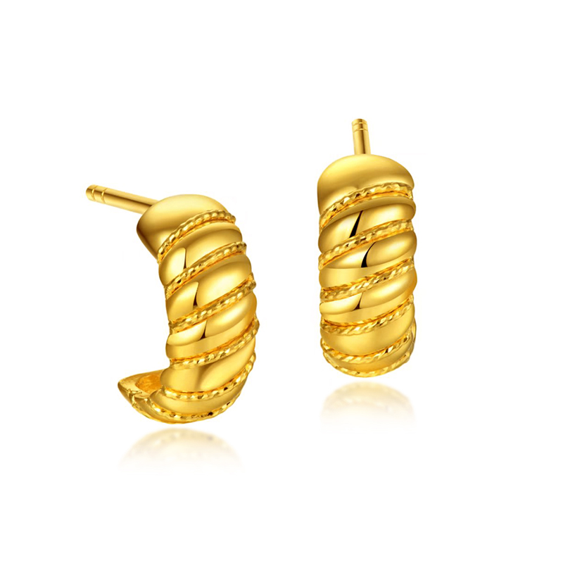 【天天爱上新-预售定金多退少补】六福珠宝优雅时光足金耳环034494EA