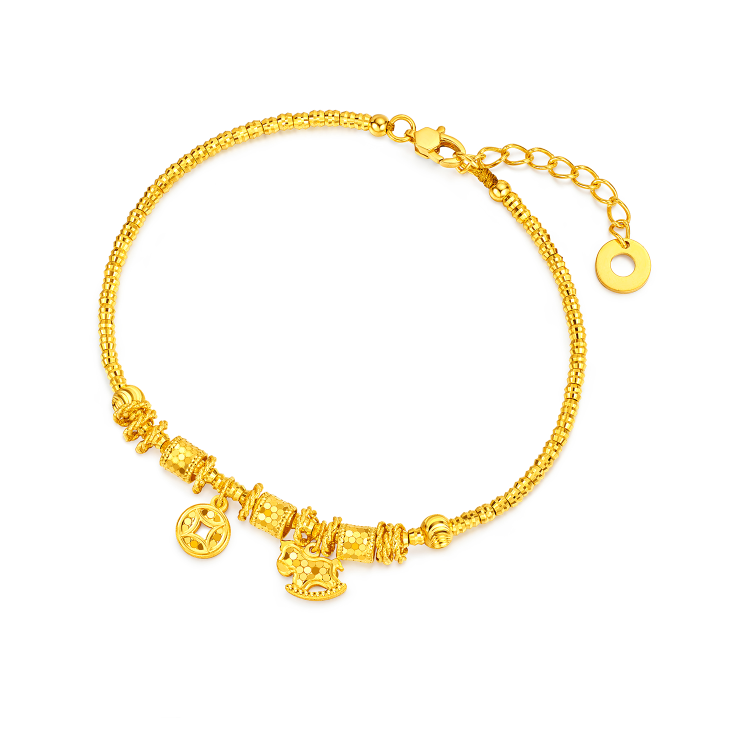 六福珠宝光影金马上有钱生肖马盘缠金手链计价036585ba新品127年货