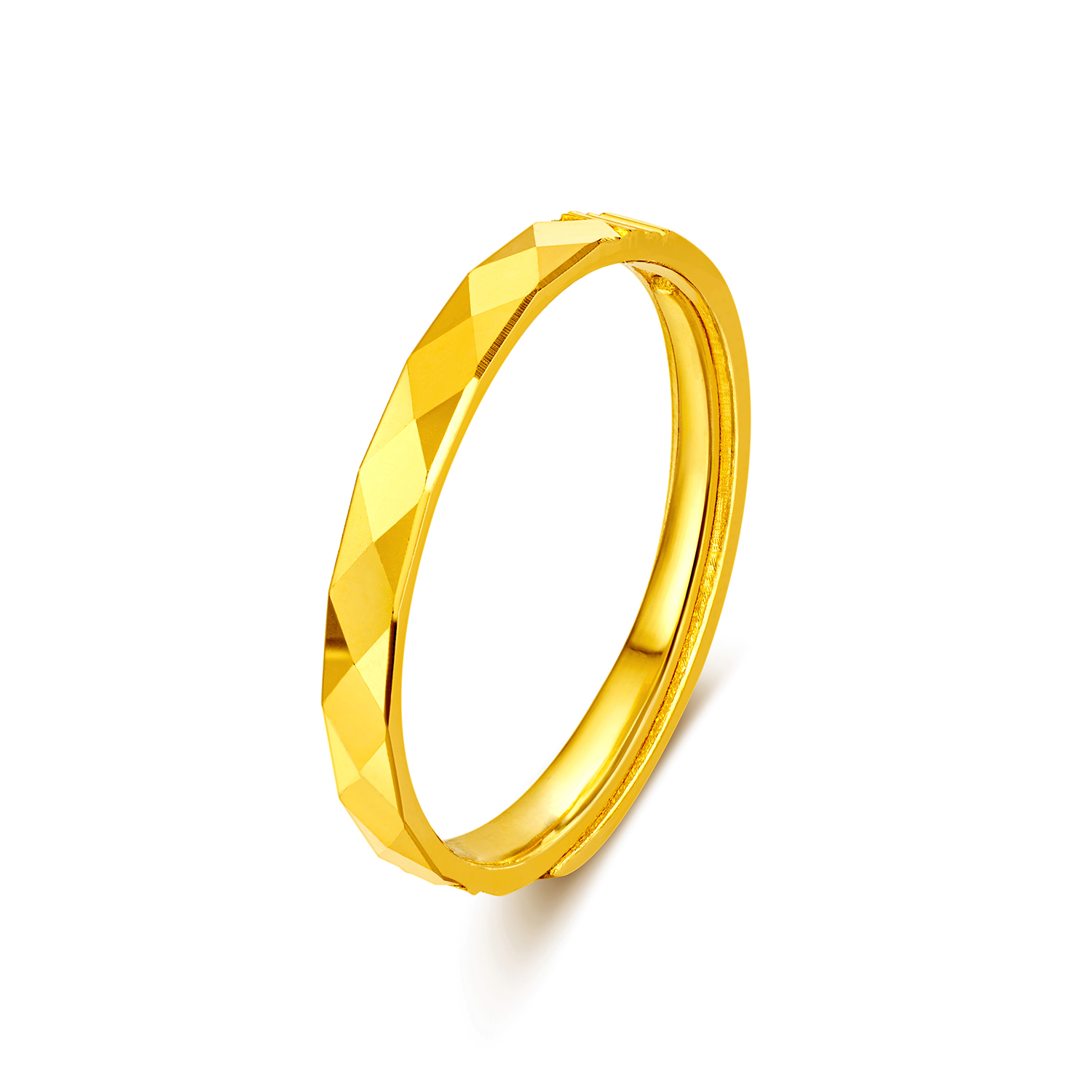 【店庆特惠】六福珠宝菱格纹黄金戒指男女时尚实心足金情侣对戒计价L07G0005DS