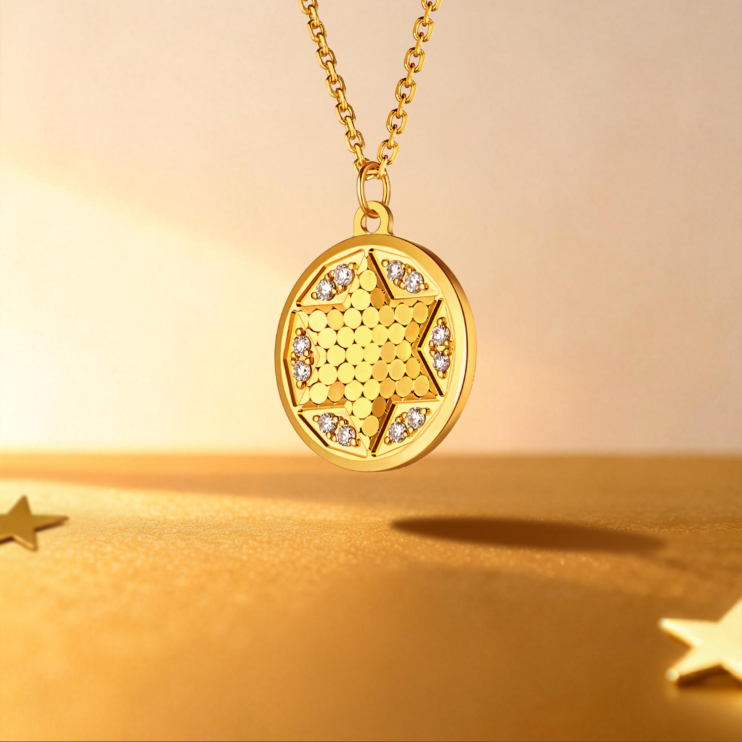 六福珠宝Goldstyle•X星之守护黄金项链镶钻石女足金定价001099NA【联系客服补货】