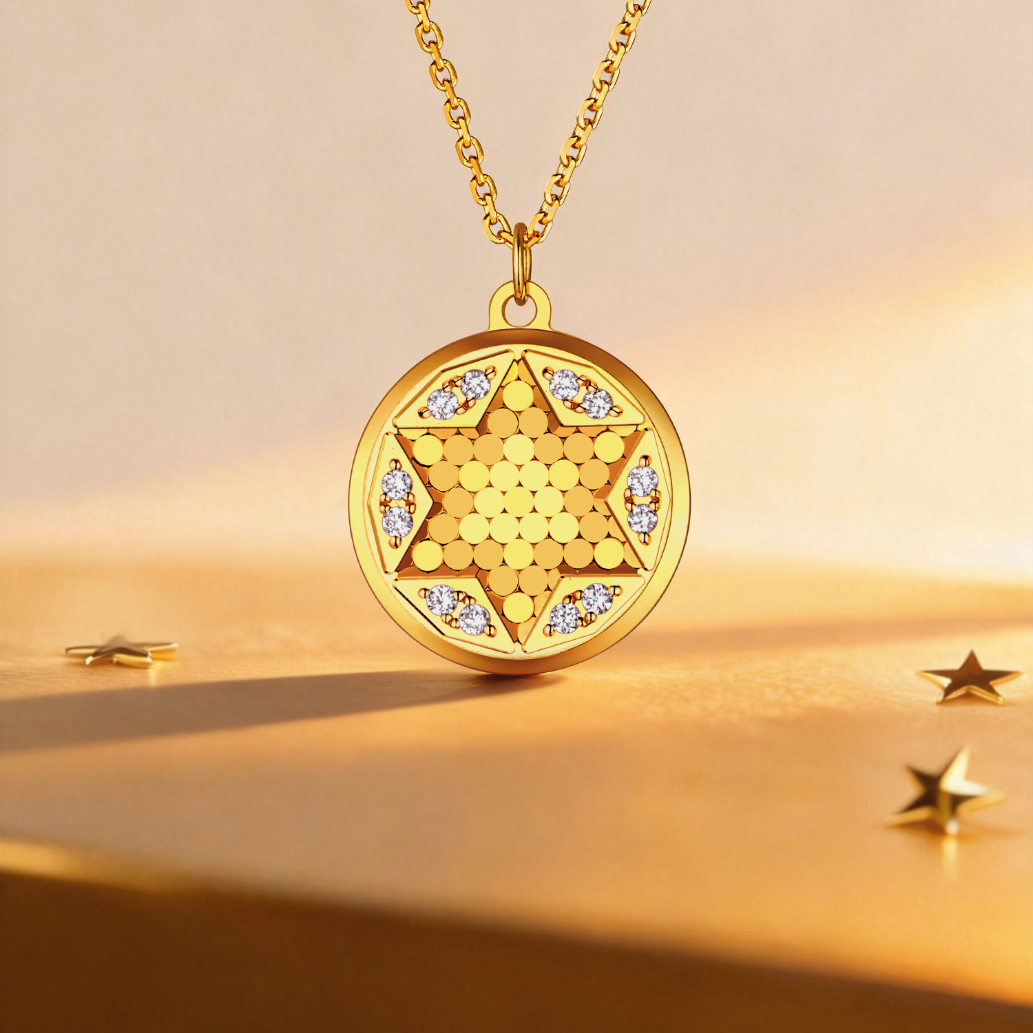 六福珠宝Goldstyle•X星之守护黄金项链镶钻石女足金定价001099NA【联系客服补货】