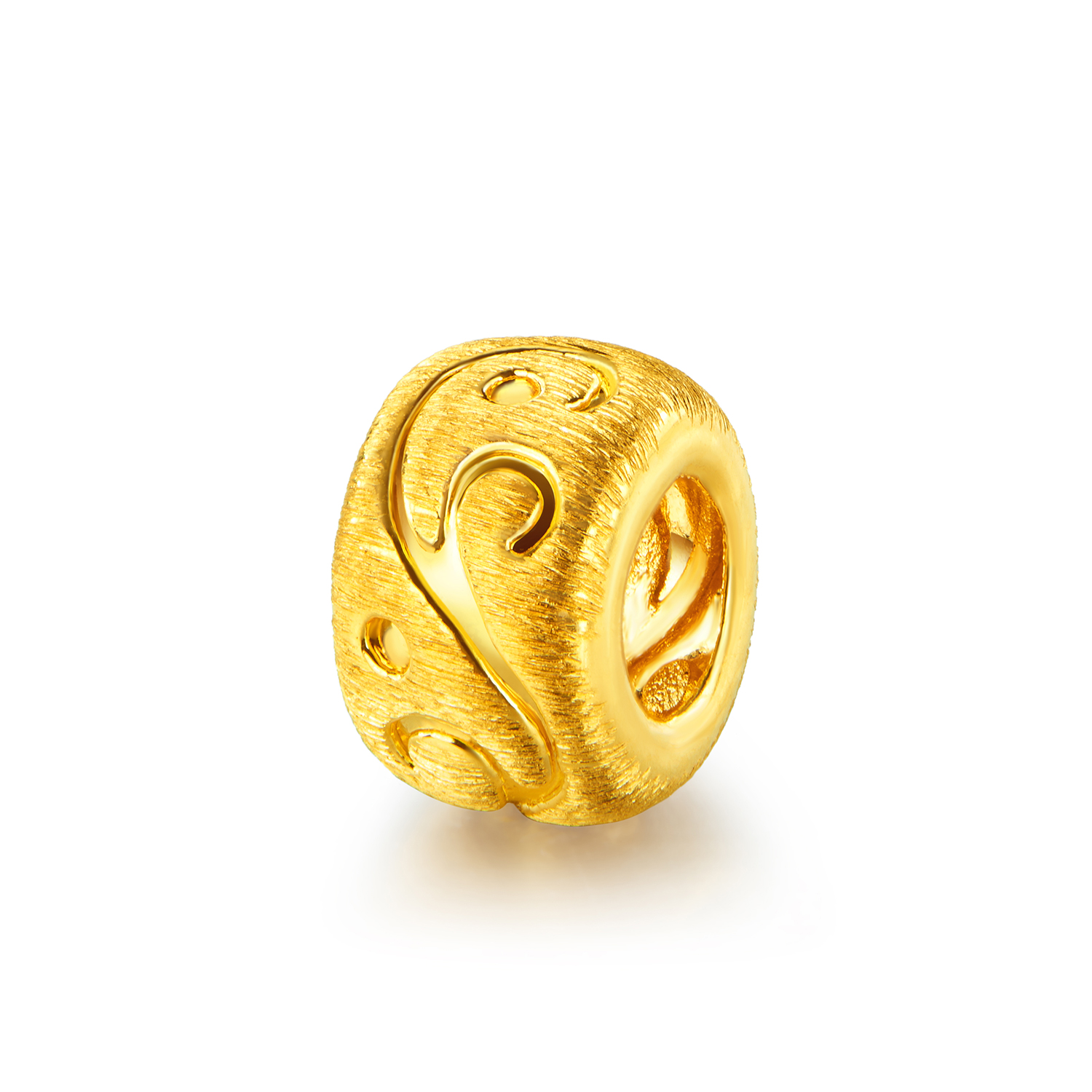 六福珠宝吉祥文化黄金转运珠手工拉丝5D硬金小配件串珠G38A0006DS