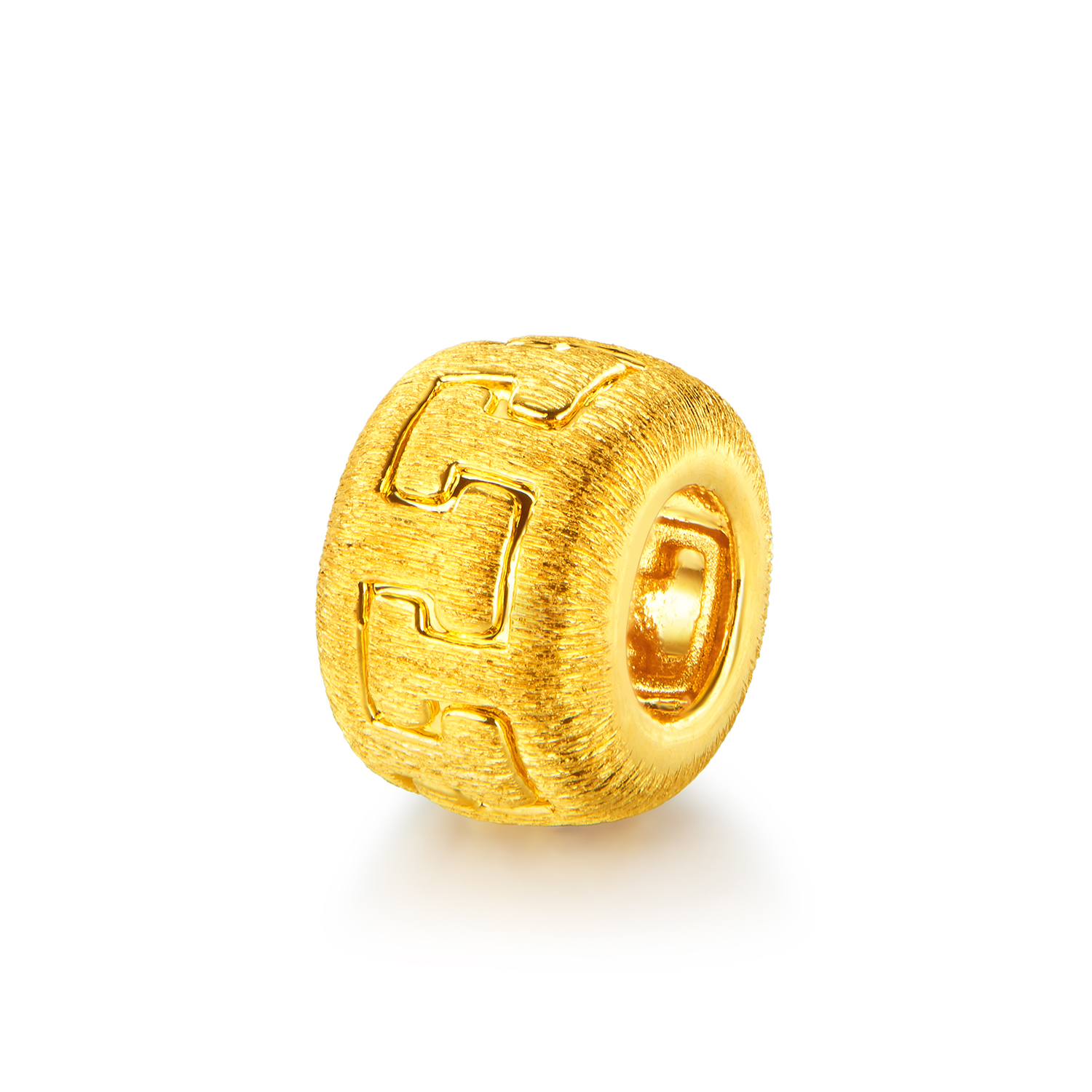 六福珠宝吉祥文化黄金转运珠手工拉丝5D硬金小配件串珠G38A0006DS