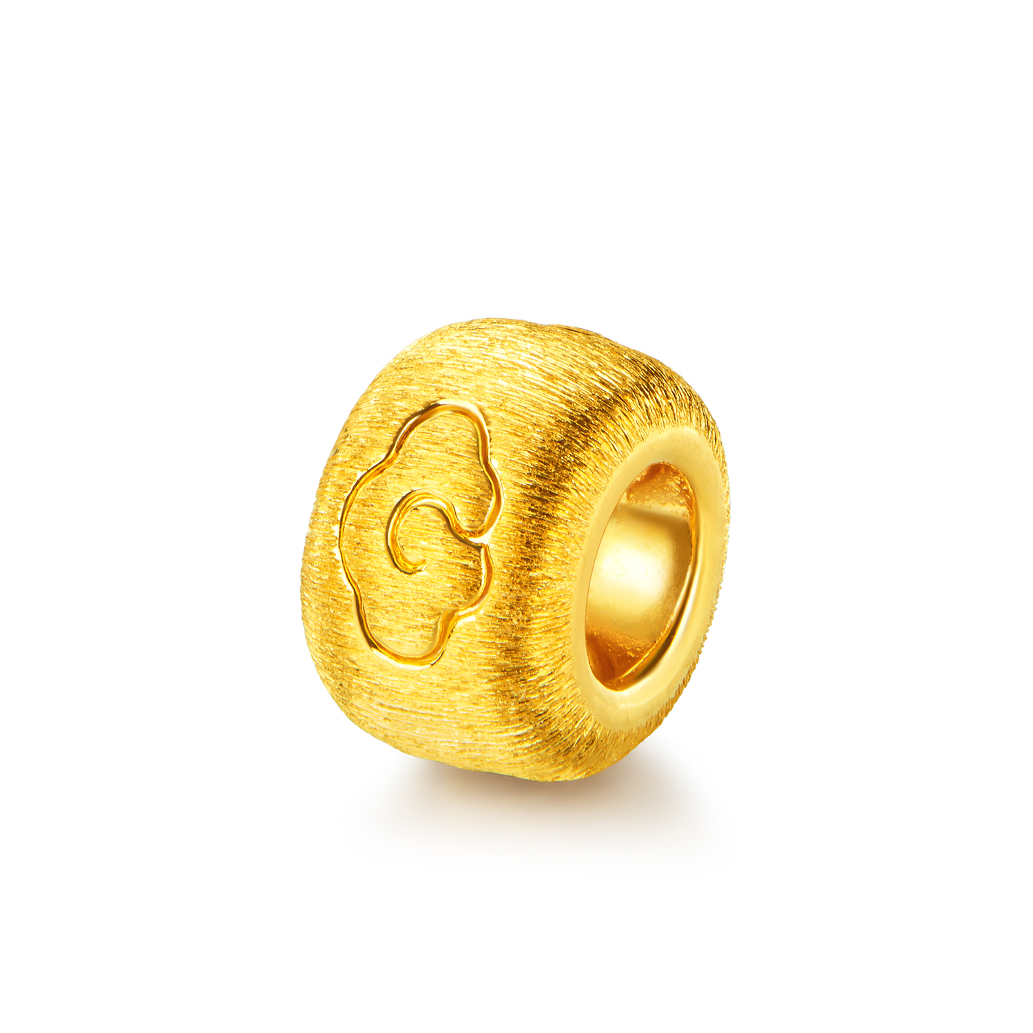 六福珠宝吉祥文化黄金转运珠手工拉丝5D硬金小配件串珠G38A0006DS