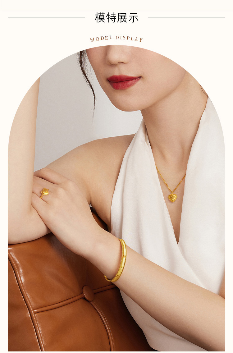 六福珠宝丝绸金丝光黄金手镯女足金镯子实心拉丝计价L07TBGB0020【1V1直播看货】【联系客服补货】