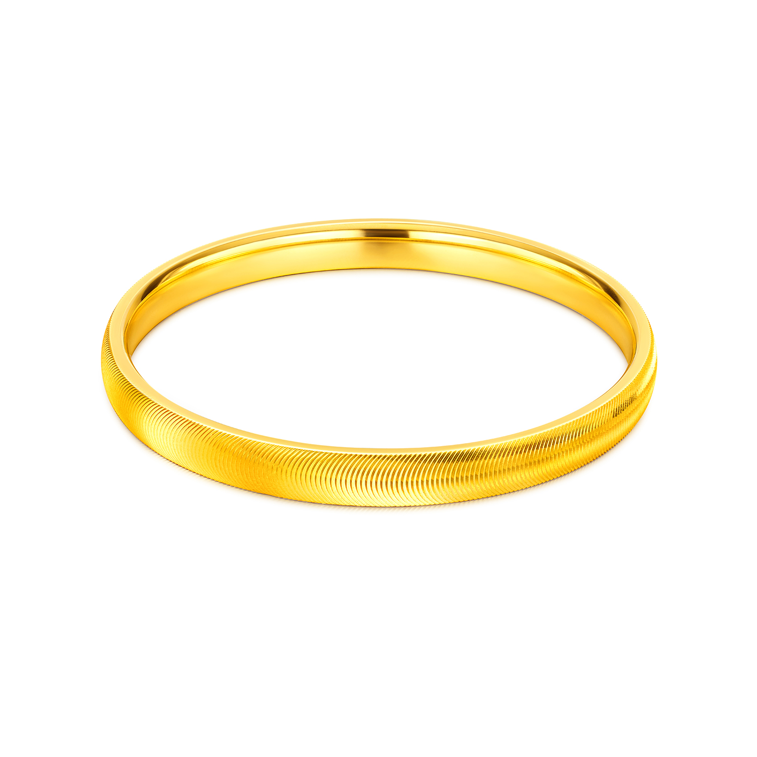 【店庆特惠】六福珠宝泥鳅背猫眼黄金手镯女款宽面素圈足金镯子计价F21G0046DS