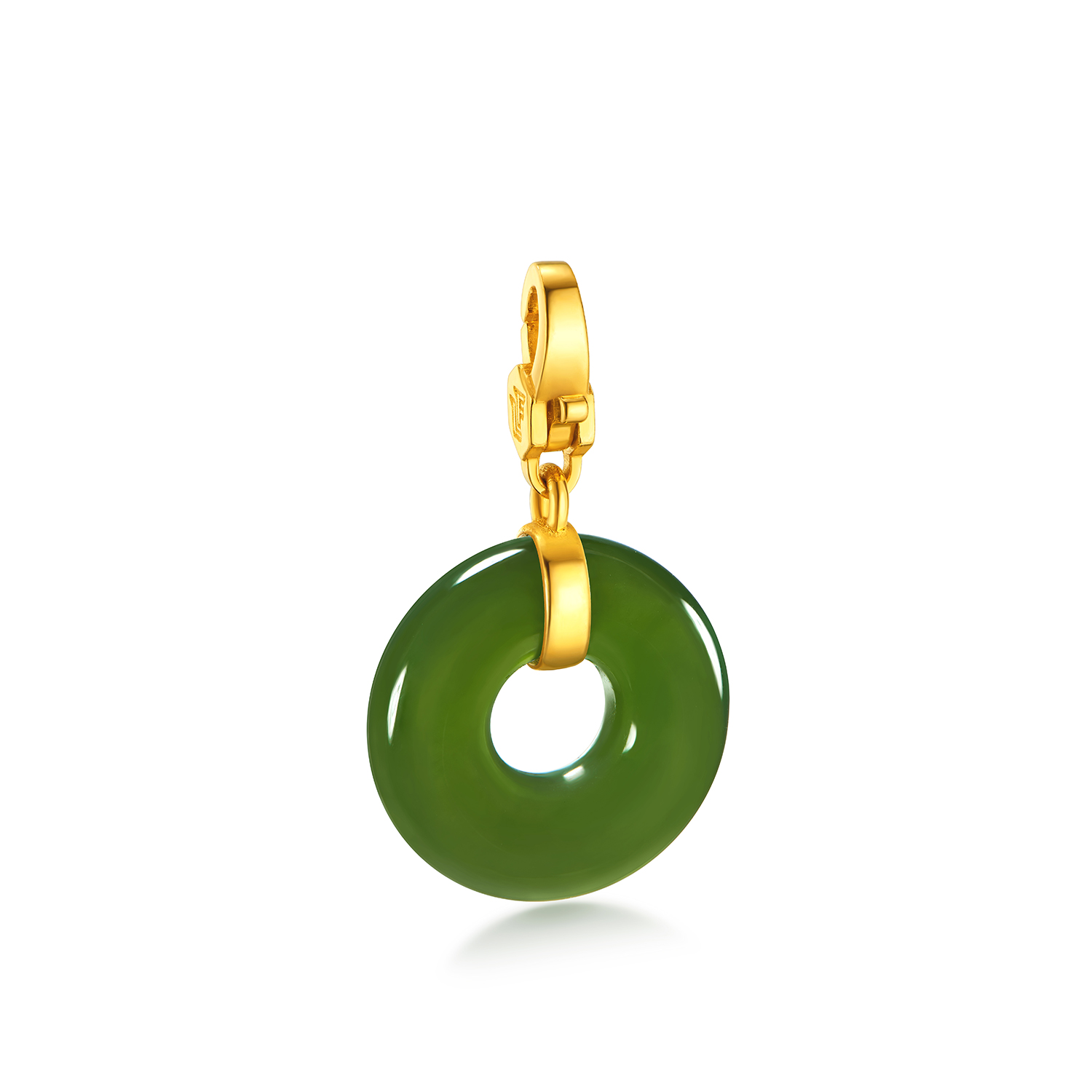 六福珠宝小提溜黄金吊坠女款和田玉平安扣挂坠葫芦玉坠G31A0009DS