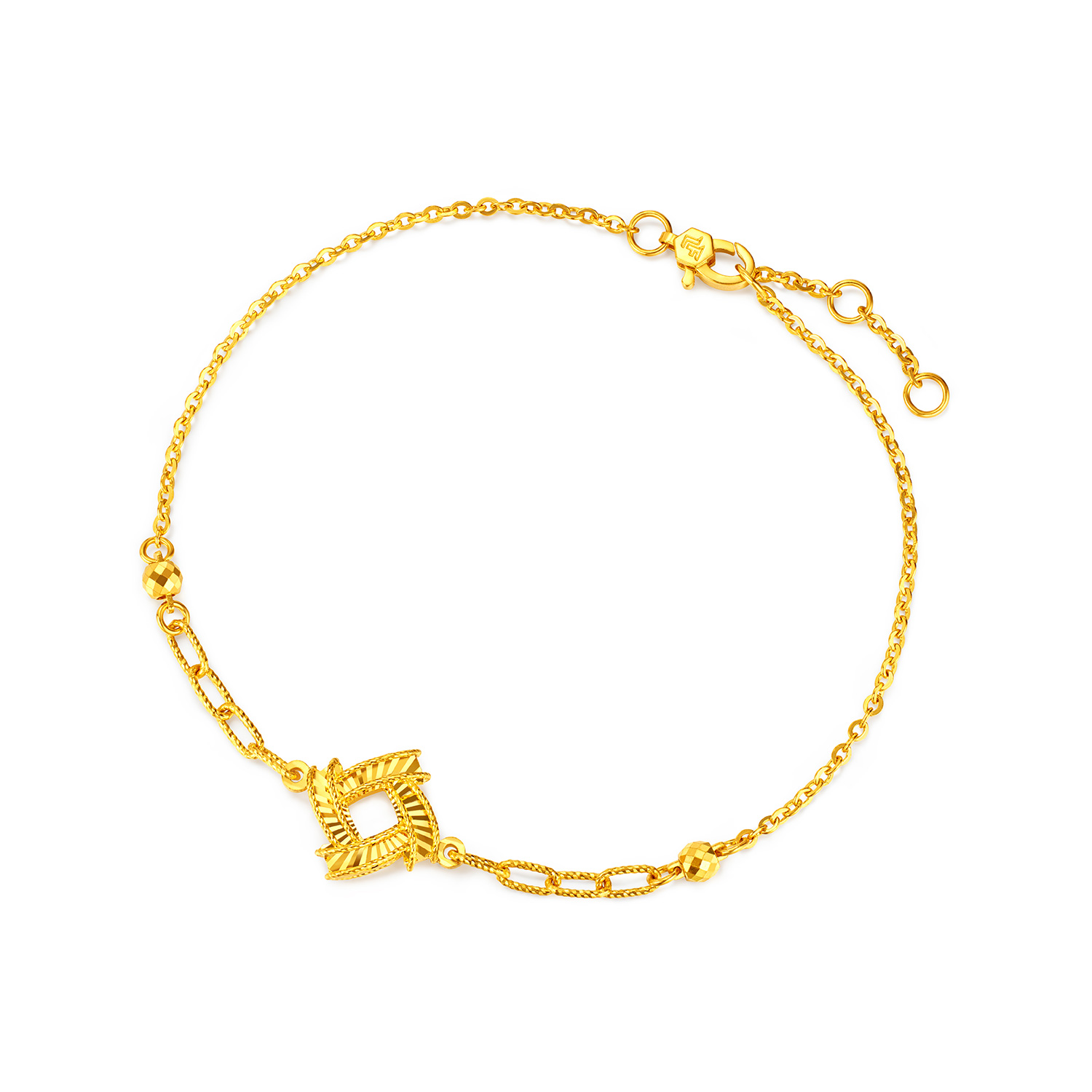 【店庆特惠】六福珠宝光影金炫动时空黄金手链女5G炫彩足金首饰计价GJG0222DS