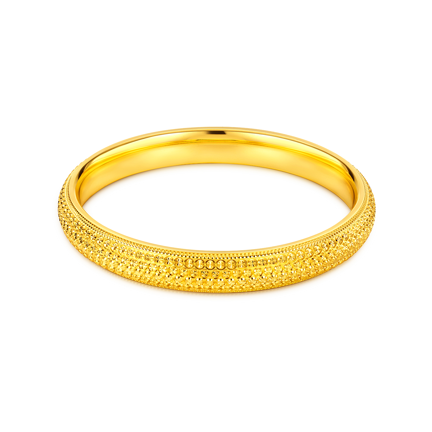 【店庆特惠】六福珠宝漫天星光黄金手镯女足金宽版泥鳅背金镯子计价F21G0047DS