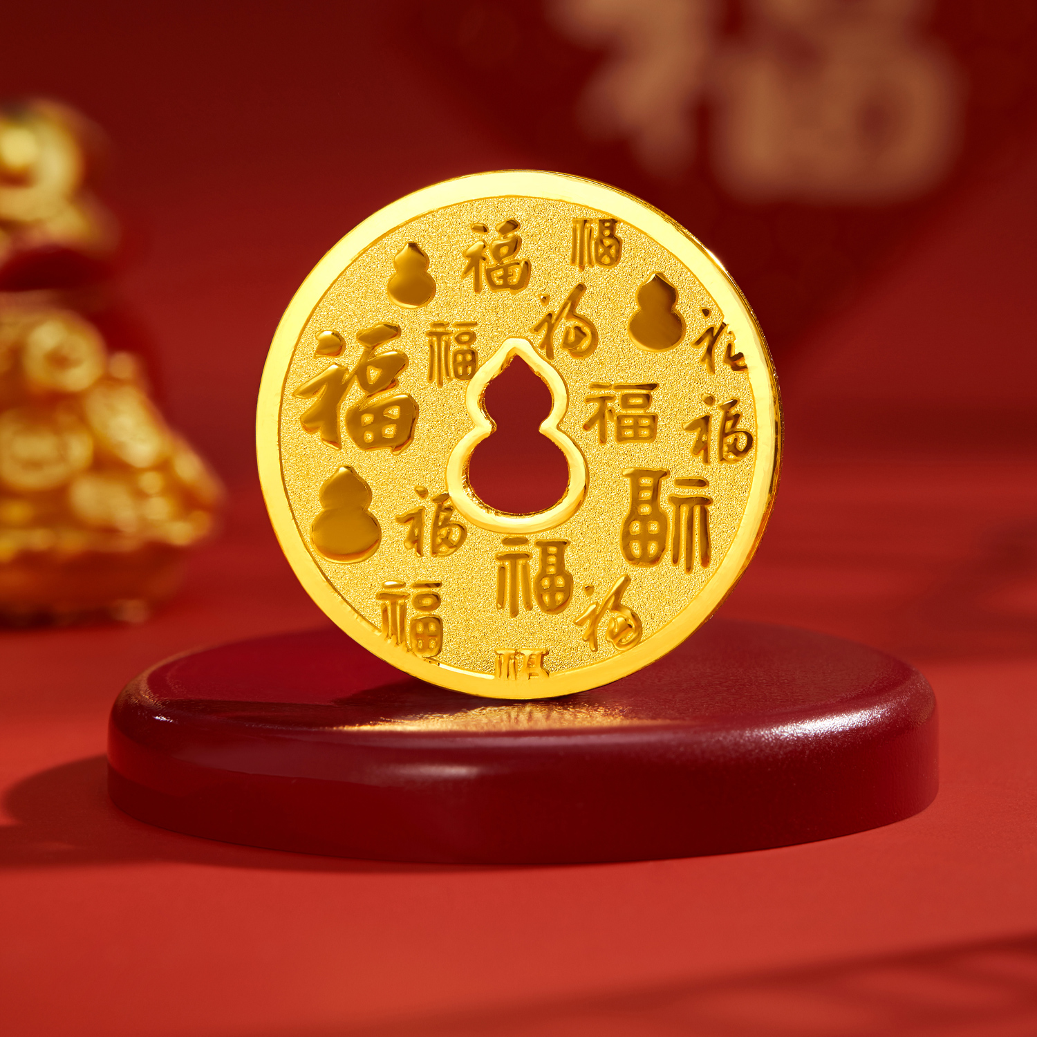 六福珠宝福禄元满黄金添富金章金币5g10g20g投资计价034984HA-5