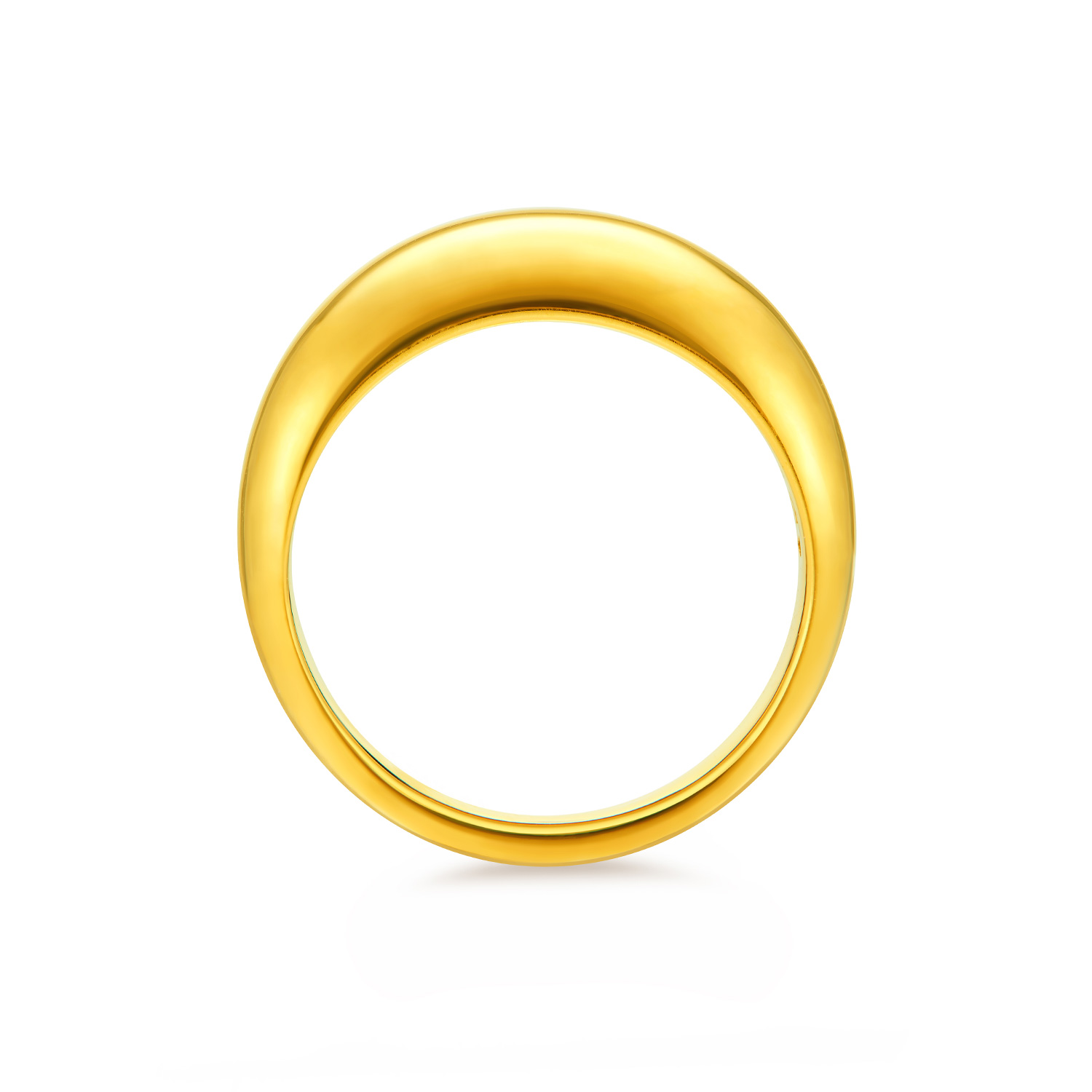 【店庆特惠】六福珠宝光影金海豚背黄金戒指女简约5G素圈足金首饰计价037412ca【视频看货】