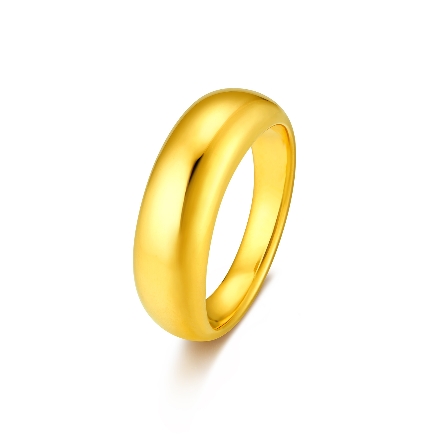 【店庆特惠】六福珠宝光影金海豚背黄金戒指女简约5G素圈足金首饰计价037412ca【视频看货】