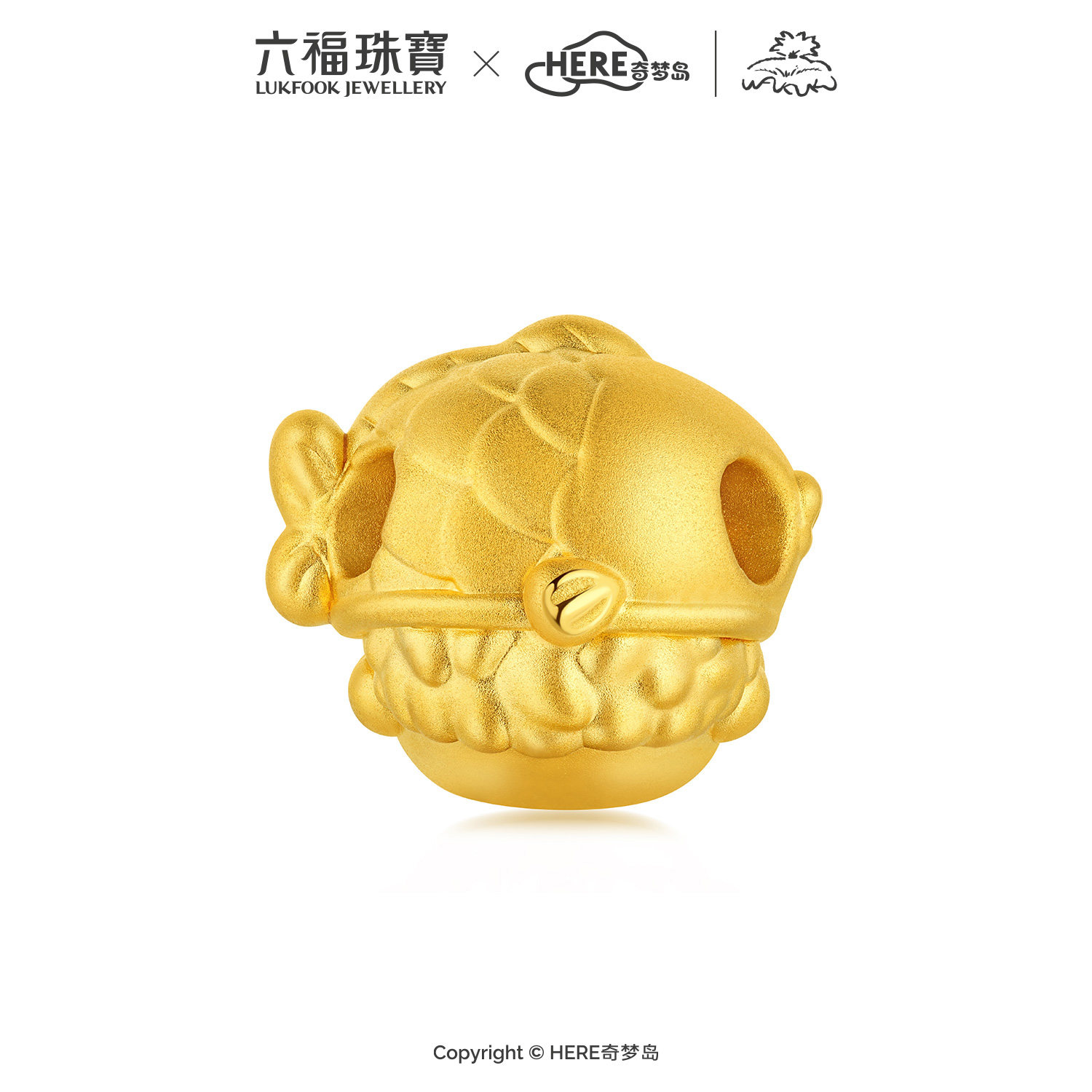 六福珠宝WAKUKU联名黄金转运珠女鎏彩5D硬金配件手绳礼物037056PA